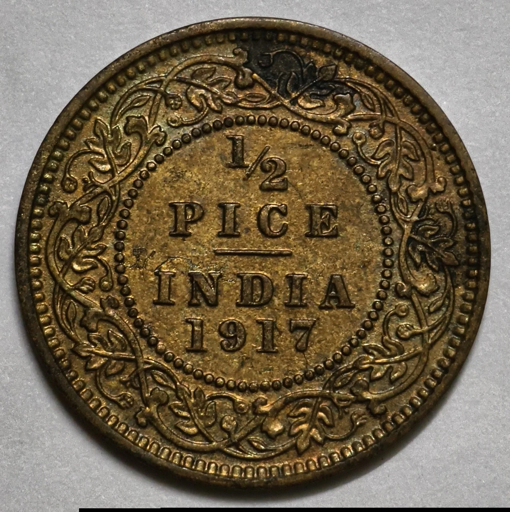 1/2 Pice George V King Calcutta Mint 1917