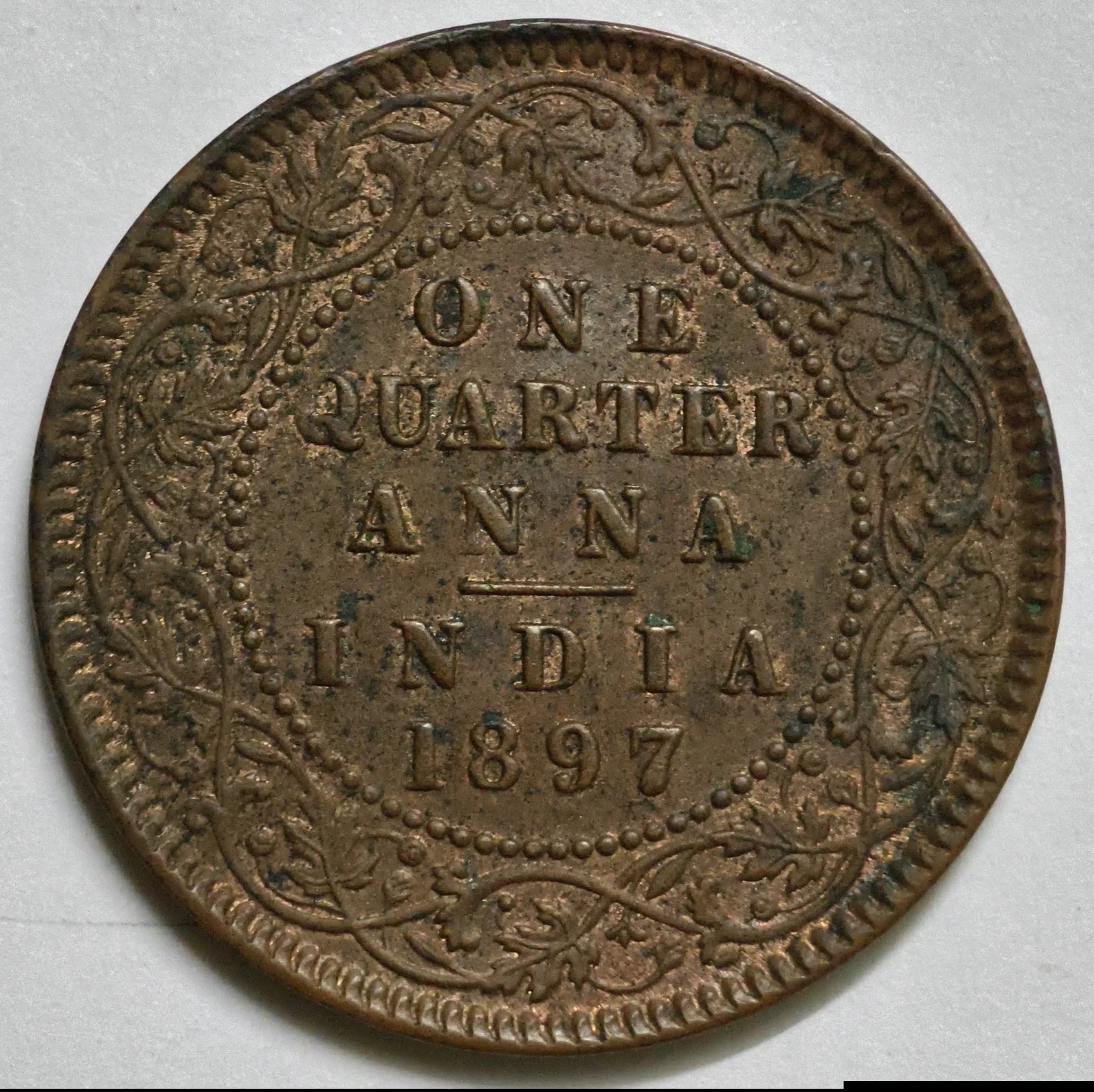 One Quarter Anna Victoria Empress 1897 Calcutta Mint UNC