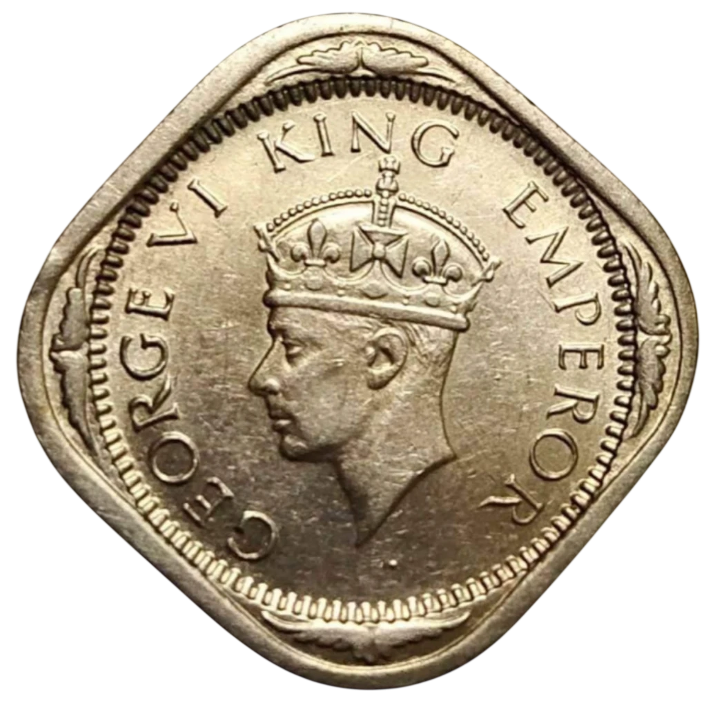 EXTREMELY RARE 2 ANNA 1939 2ND/MATURE HEAD BOMBAY MINT IN UNC CONDITION