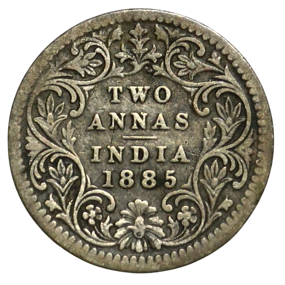Two Annas Victoria Empress 1885 Calcutta Mint Coin Rare
