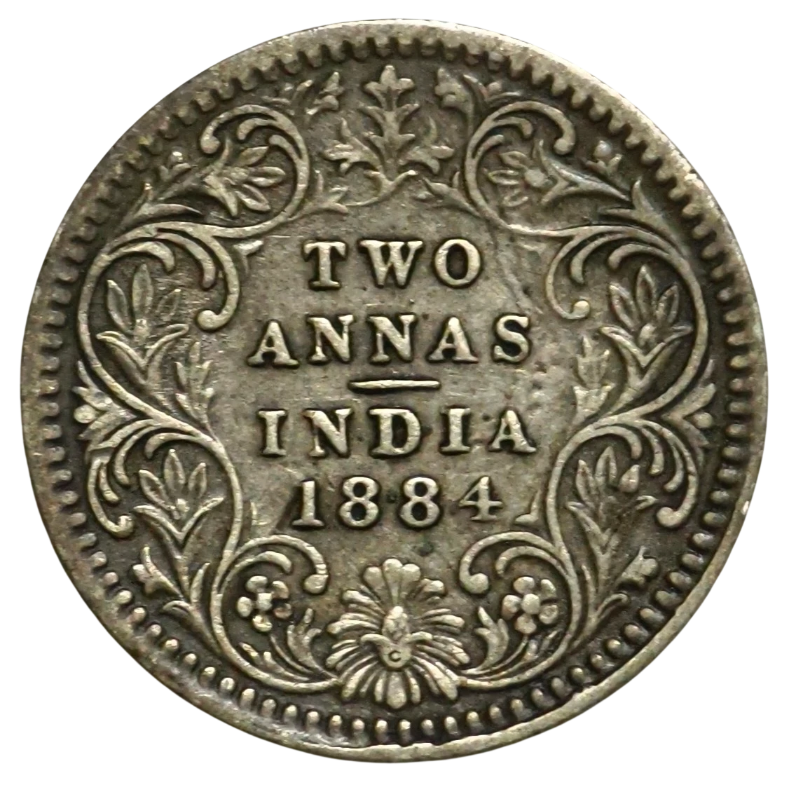 Two Annas Victoria Empress 1884 Calcutta Mint Coin Very Rare