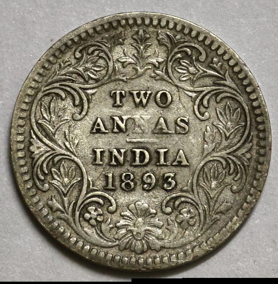 Two Annas Victoria Empress 1893 Calcutta Mint Coin