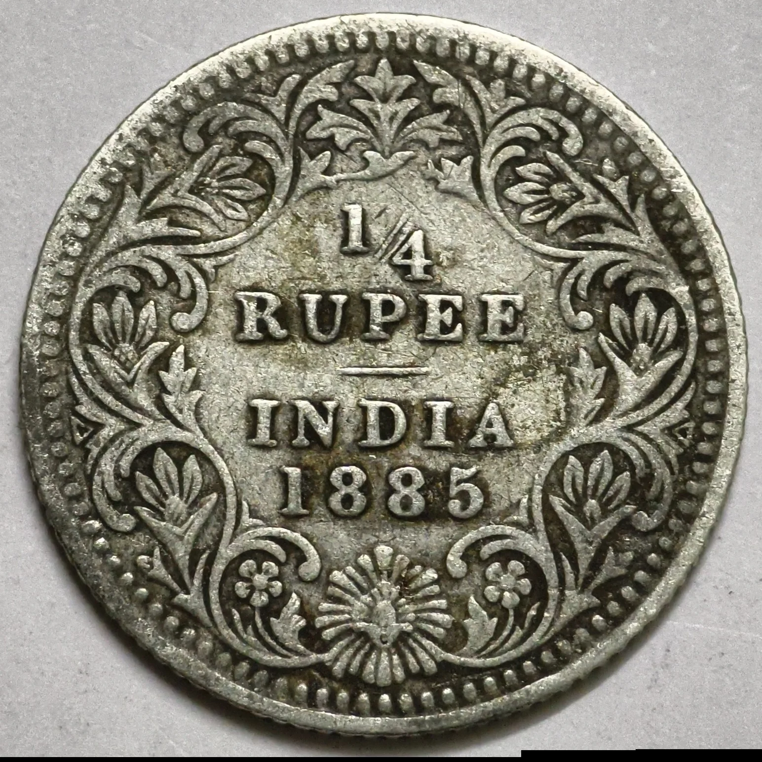 1/4 Rupee Victoria Empress 1885 Calcutta Mint Rare