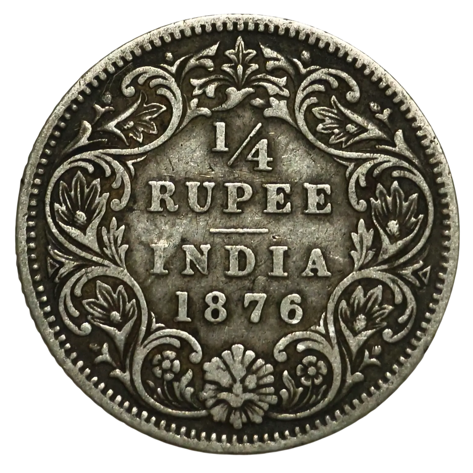 1/4 Rupee Victoria Empress 1876 Calcutta Mint Rare Coin