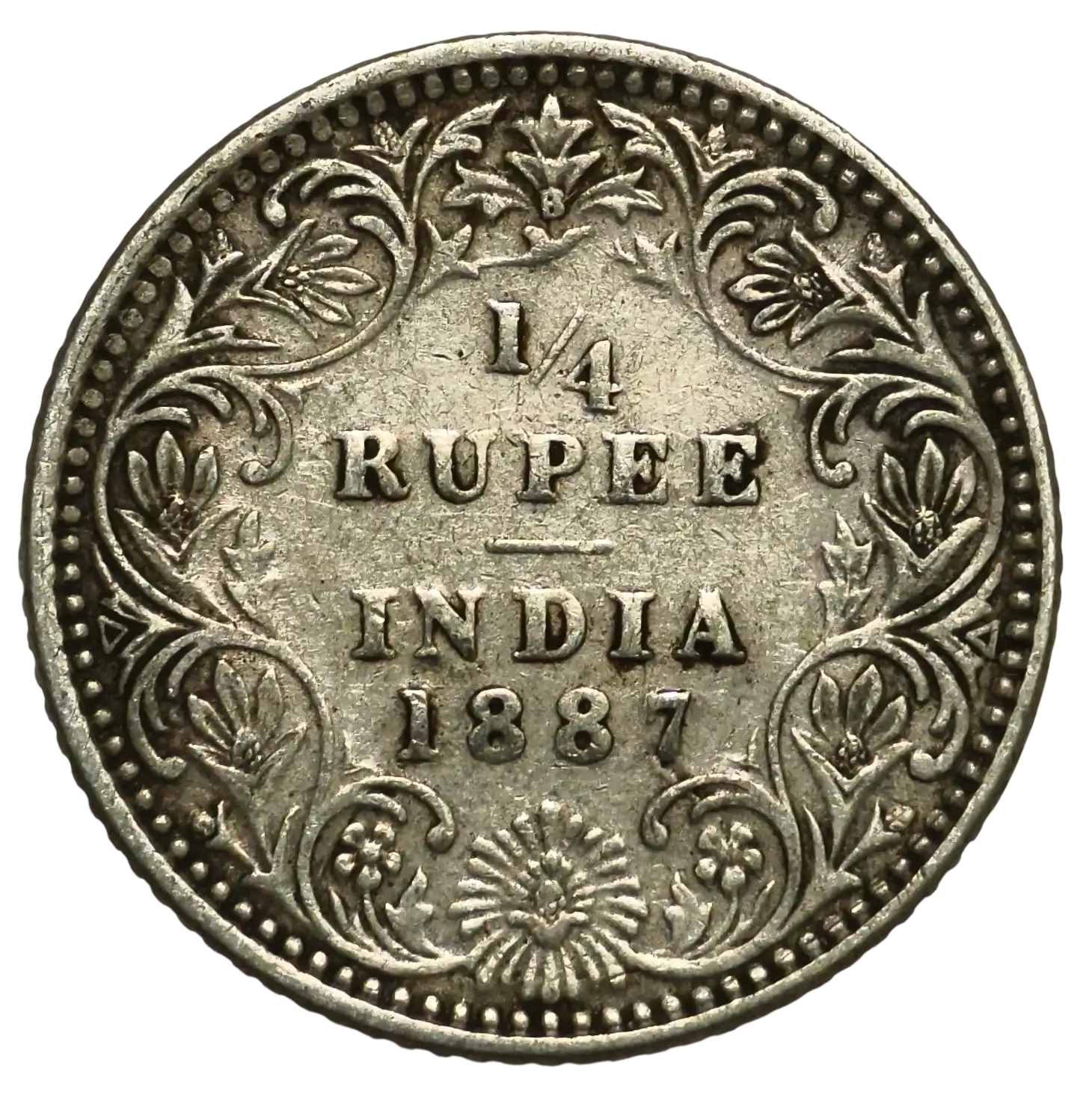 1/4 Rupee Victoria Empress 1887 Bombay Mint Rare Coin