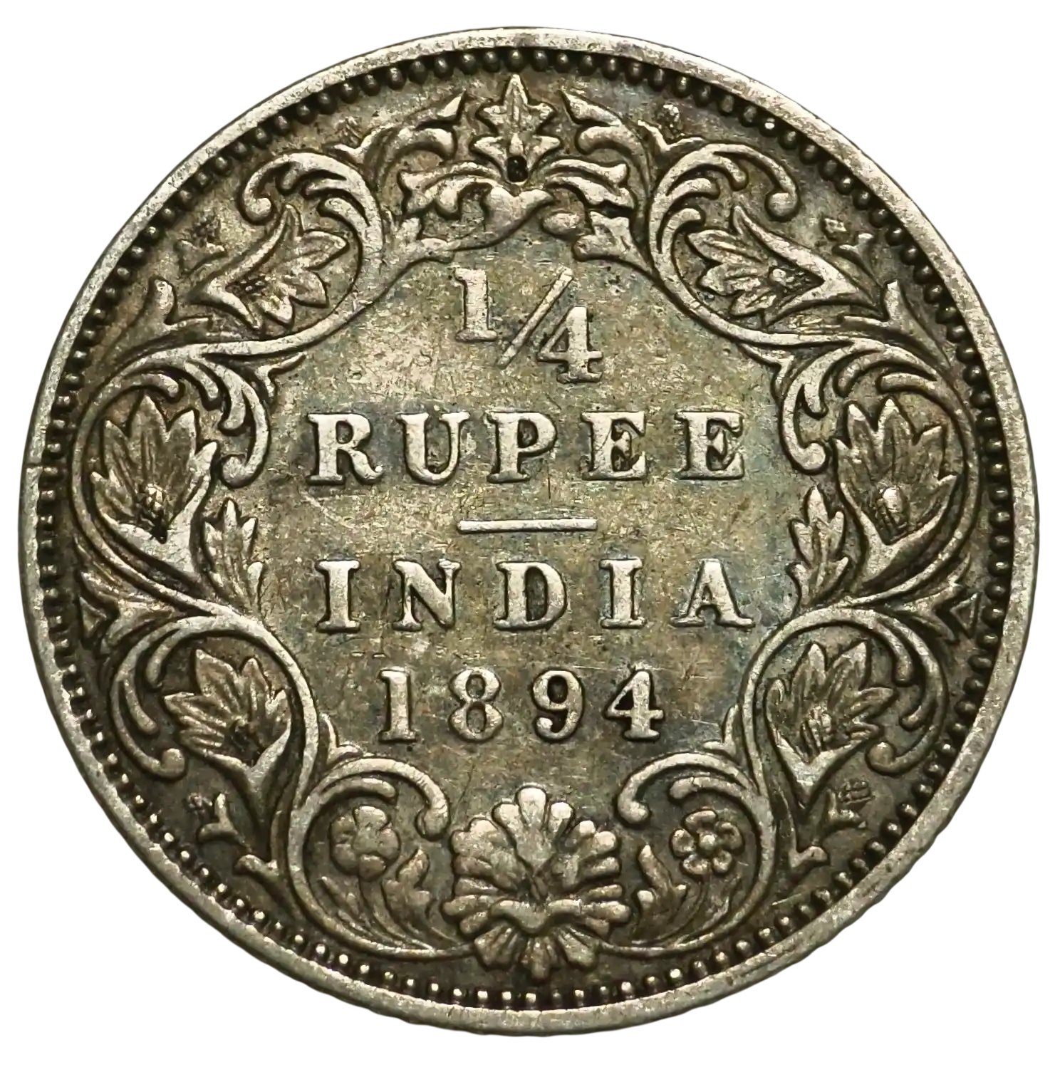 1/4 Rupee Victoria Empress 1894 Bombay Mint Rare Coin