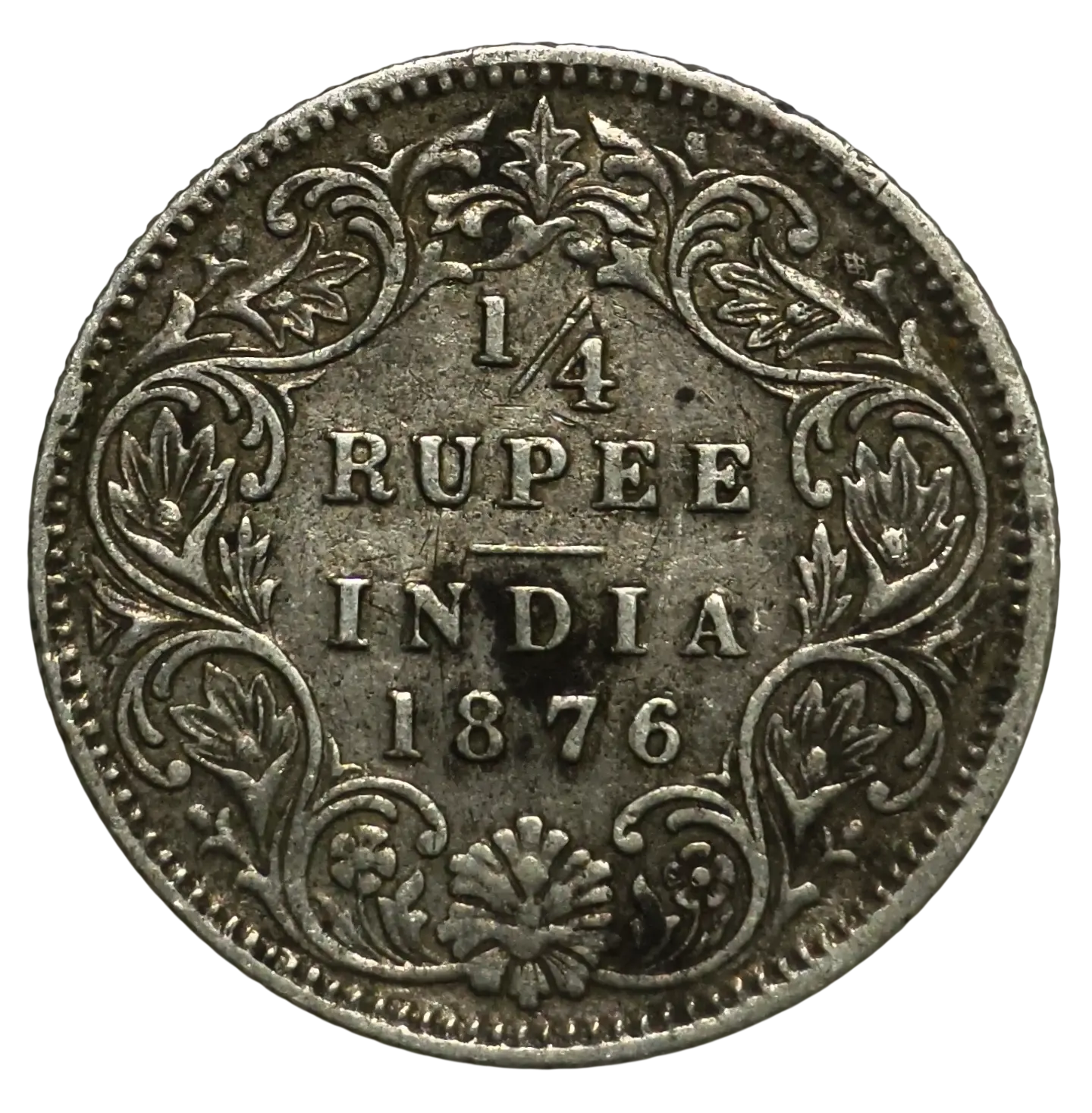 1/4 Rupee Victoria Empress 1876 Calcutta Mint Rare Coin