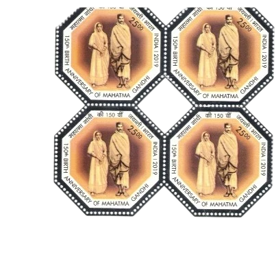 2019 150th Birth Anniversary Mahatma Gandhi-6 Block of 4 MNH