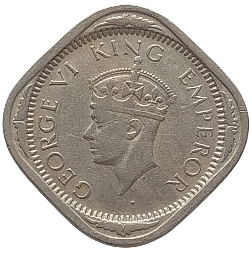 EXTREMELY RARE 2 ANNA 1939 2ND/MATURE HEAD BOMBAY MINT IN EXTRA FINE CONDITION