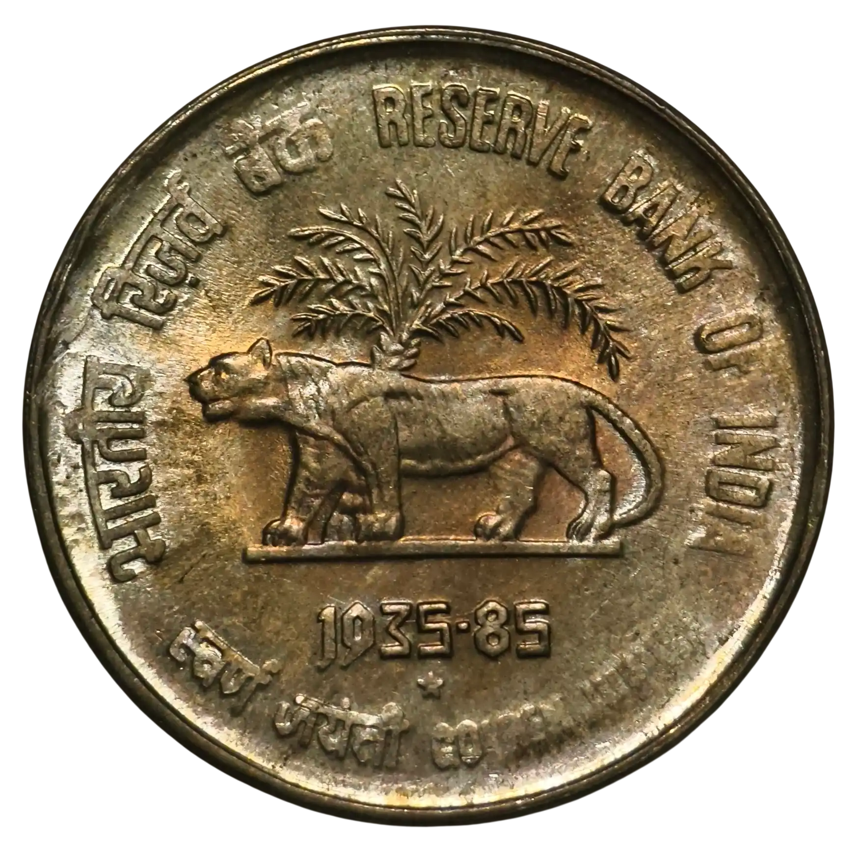 50 Paisa RBI 1985 Hyderabad Mint Toning Coin Rare