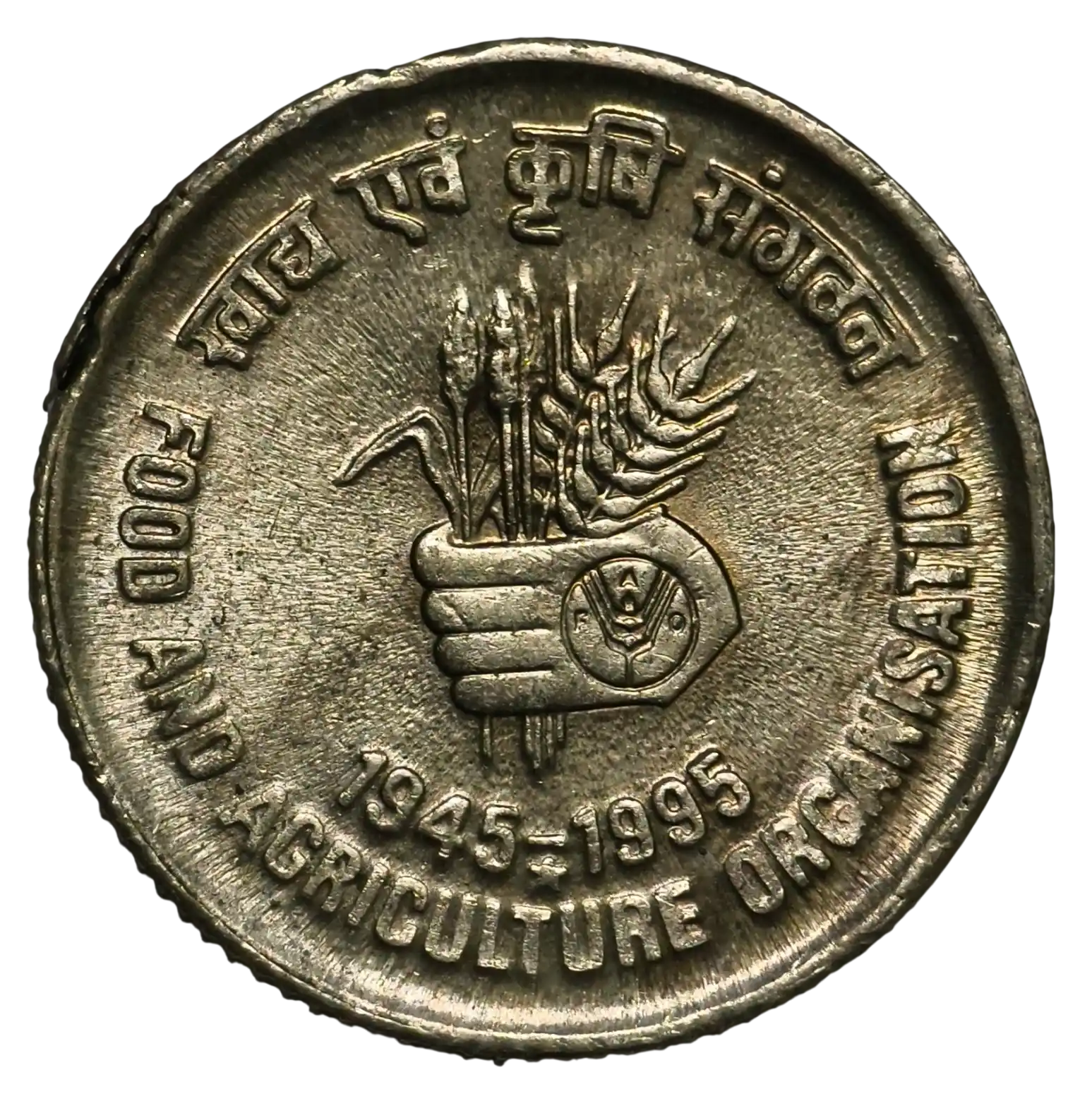 5 Rupees Food and Agriculture Organisation 1995 Hyderabad Mint UNC Coin