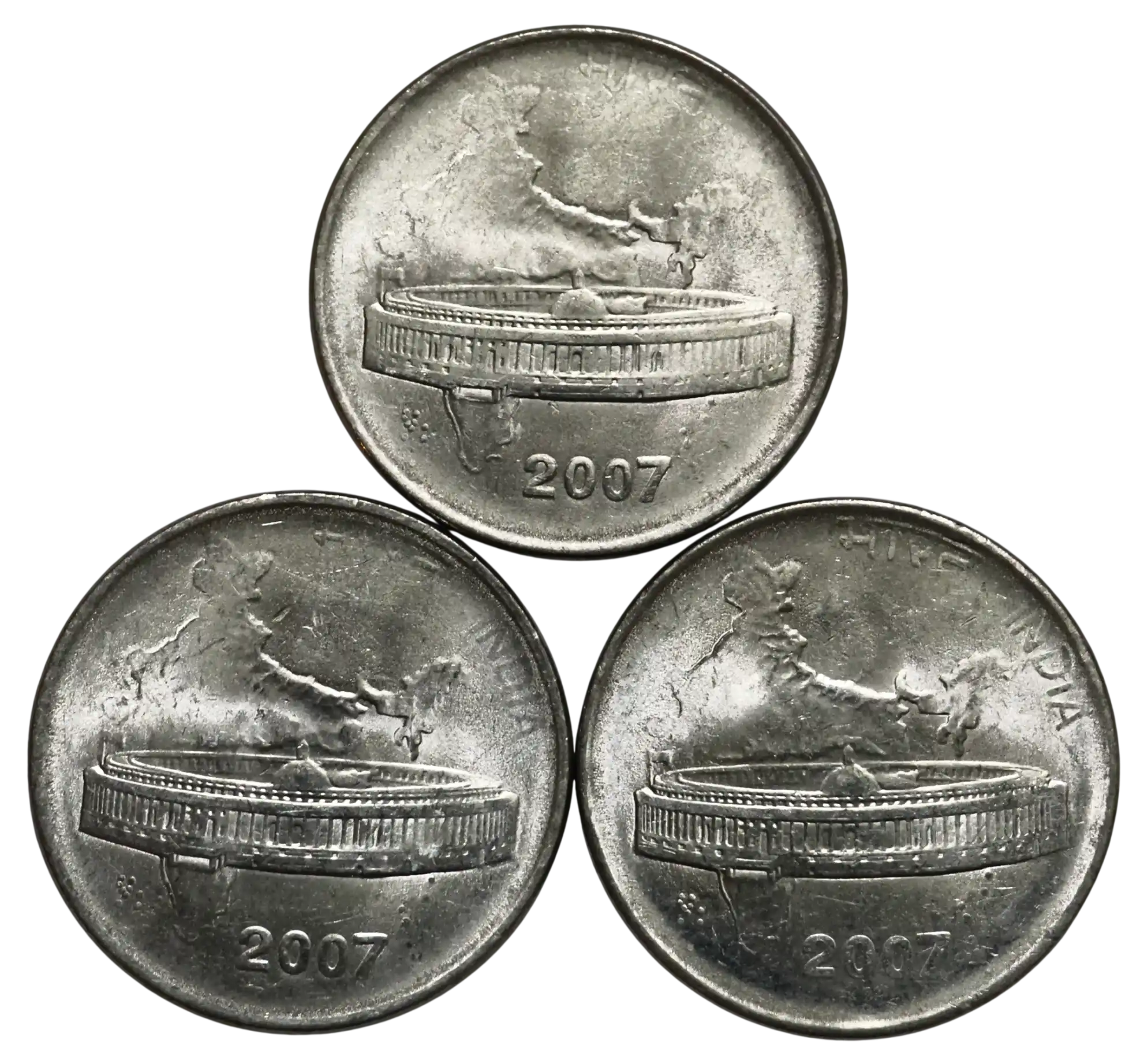 50 Paisa 2007 Kolkata Mint Gem UNC Coin (3 Pieces )