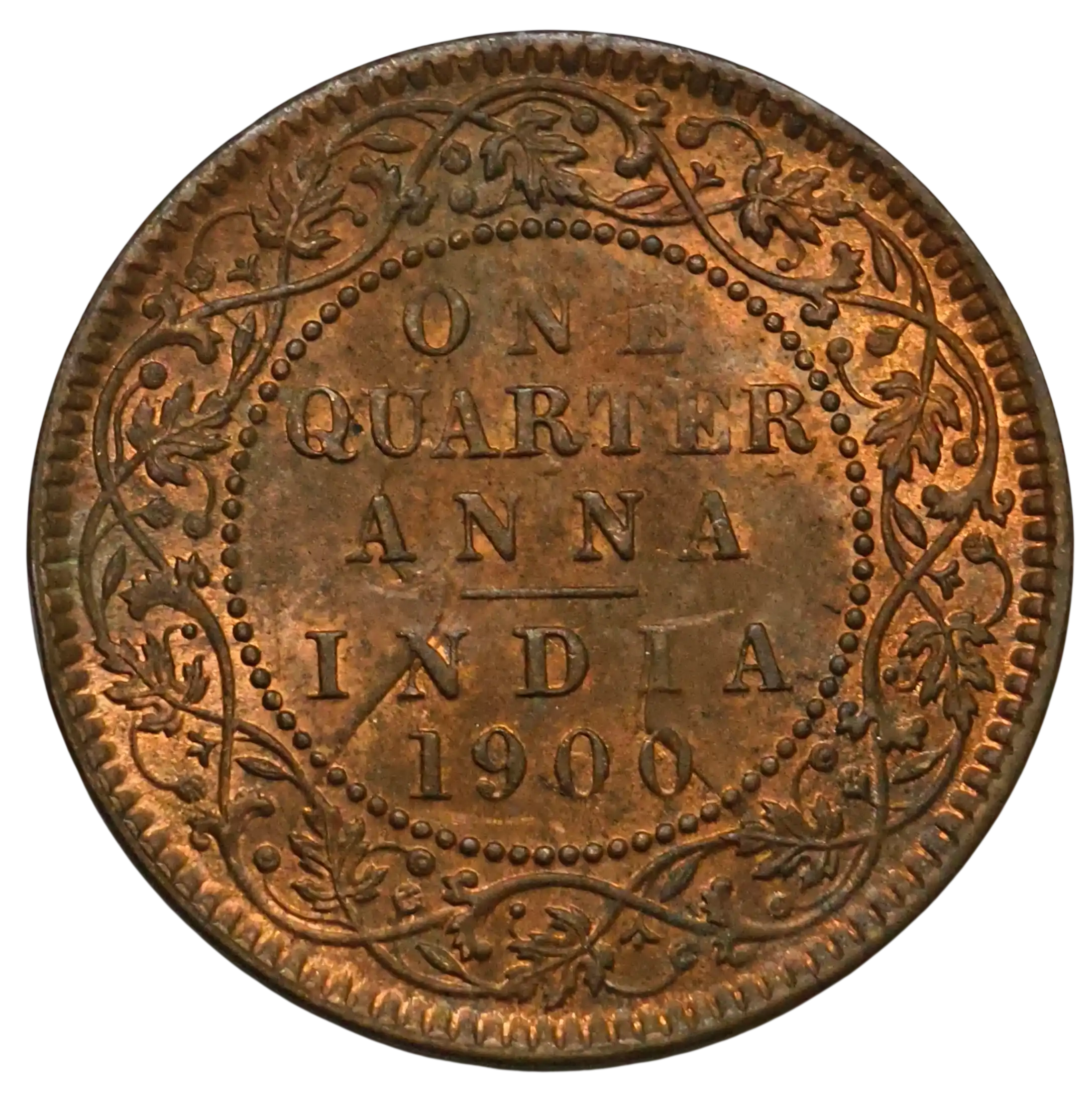 One Quarter Anna Victoria Empress 1900 Calcutta Mint UNC Coin ( Rare Date )