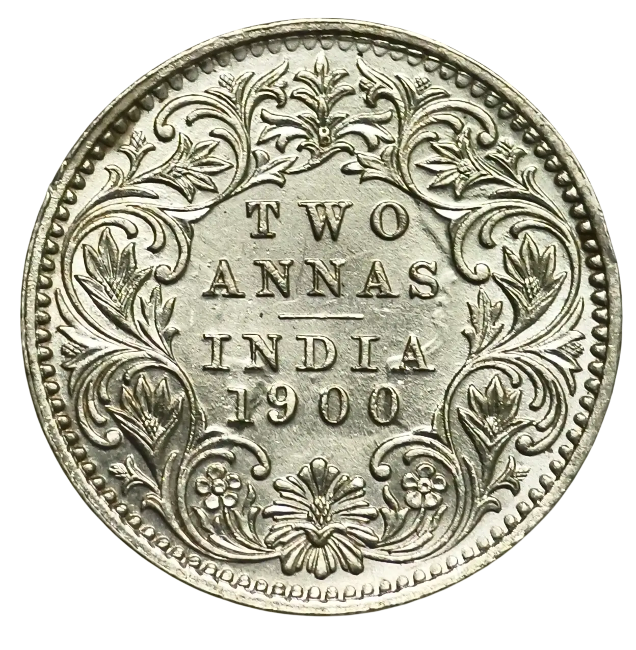 Two Annas Victoria Empress 1900 Bombay Mint Coin ( With Die Crack & Die Clash ) Rare