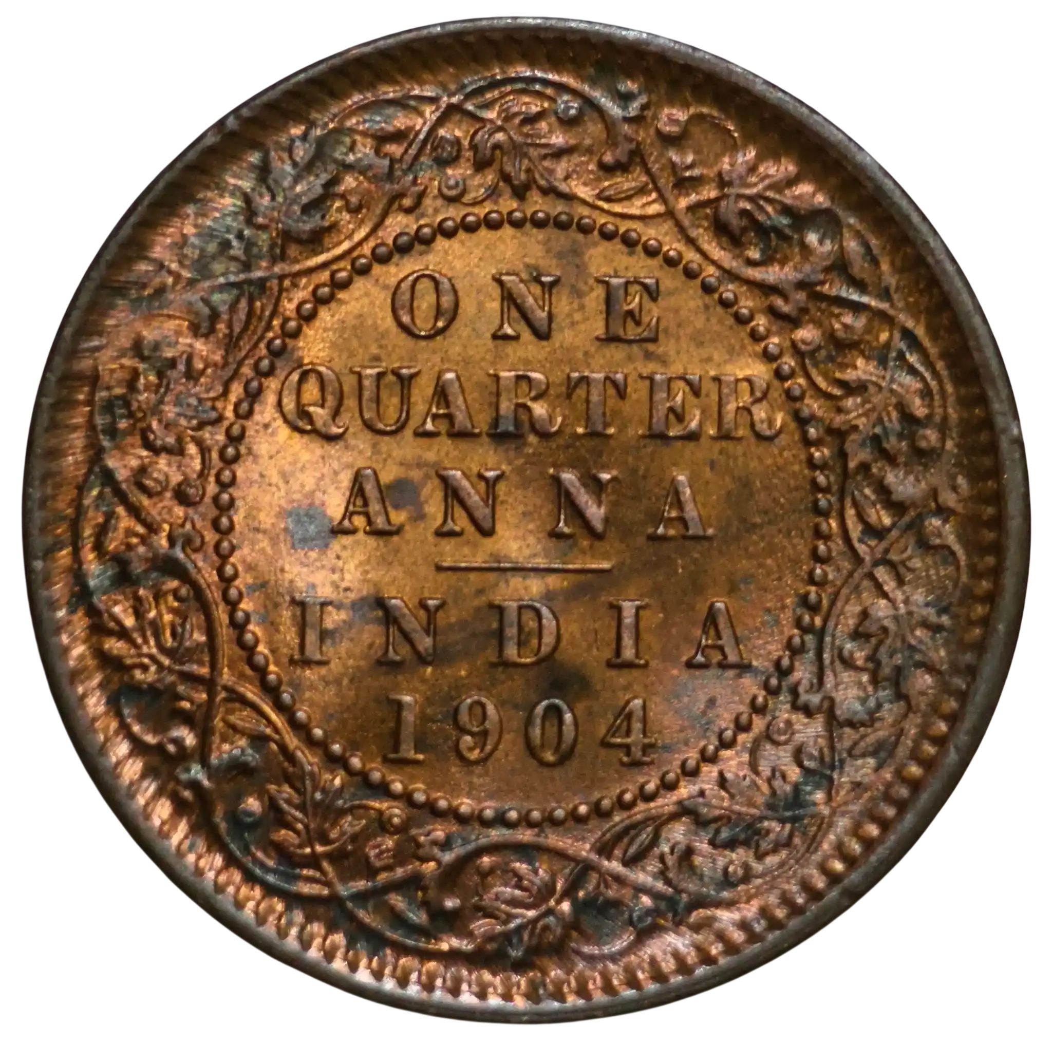 One Quarter Anna Edward VII King 1904 Calcutta Mint UNC Coin Rare