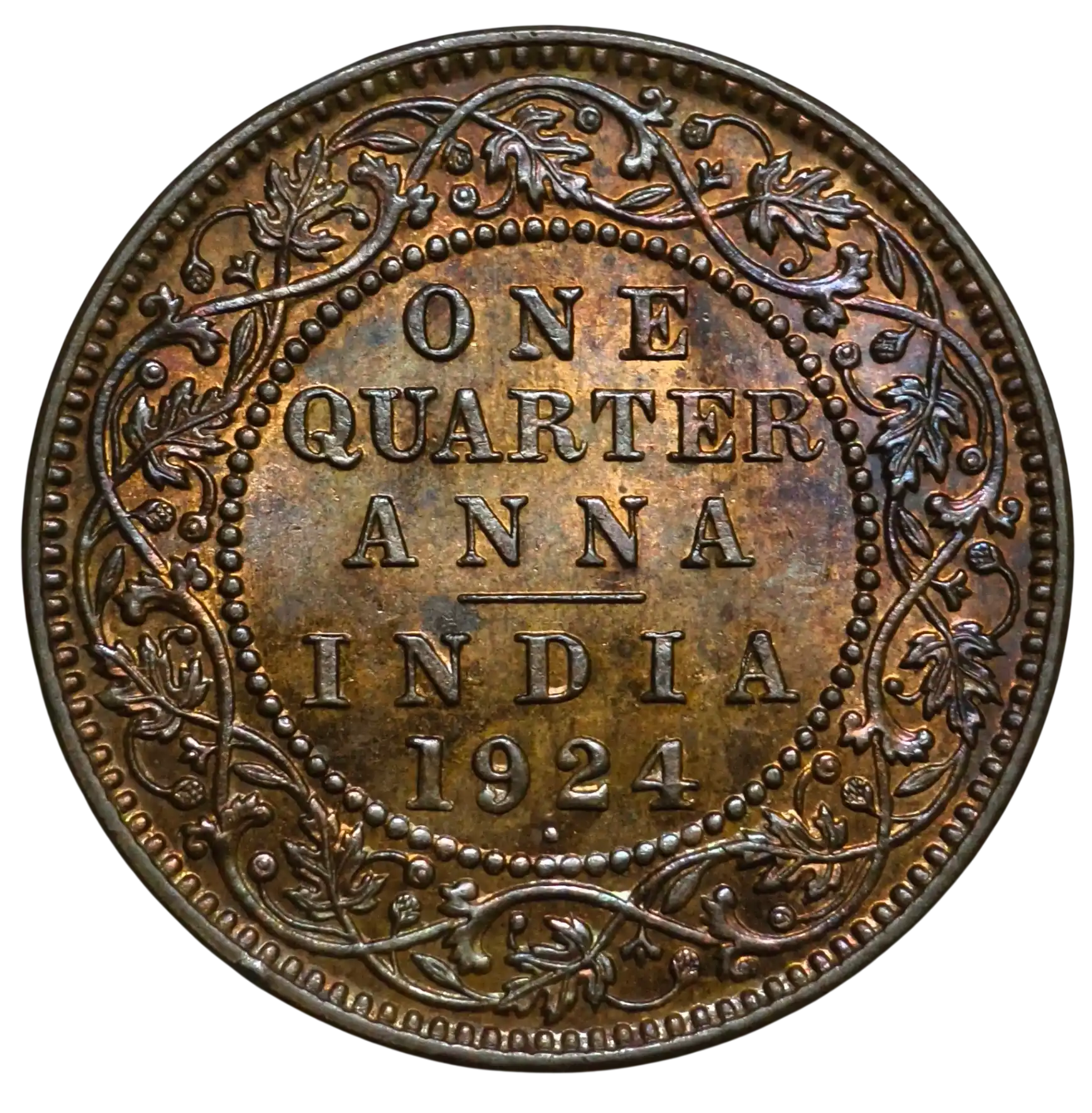 One Quarter Anna George V King 1924 Bombay Mint UNC Coin
