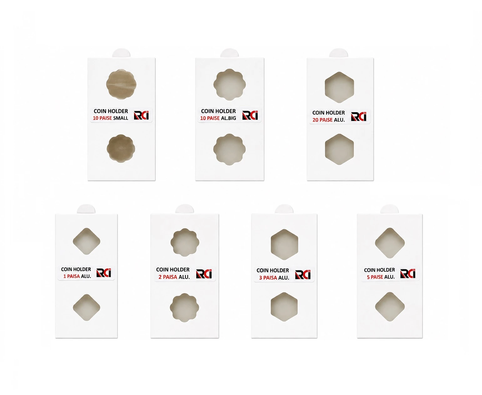 RCI Anna Special Coin Holders - 7 Different Mix Size | Pack of 50 Nos