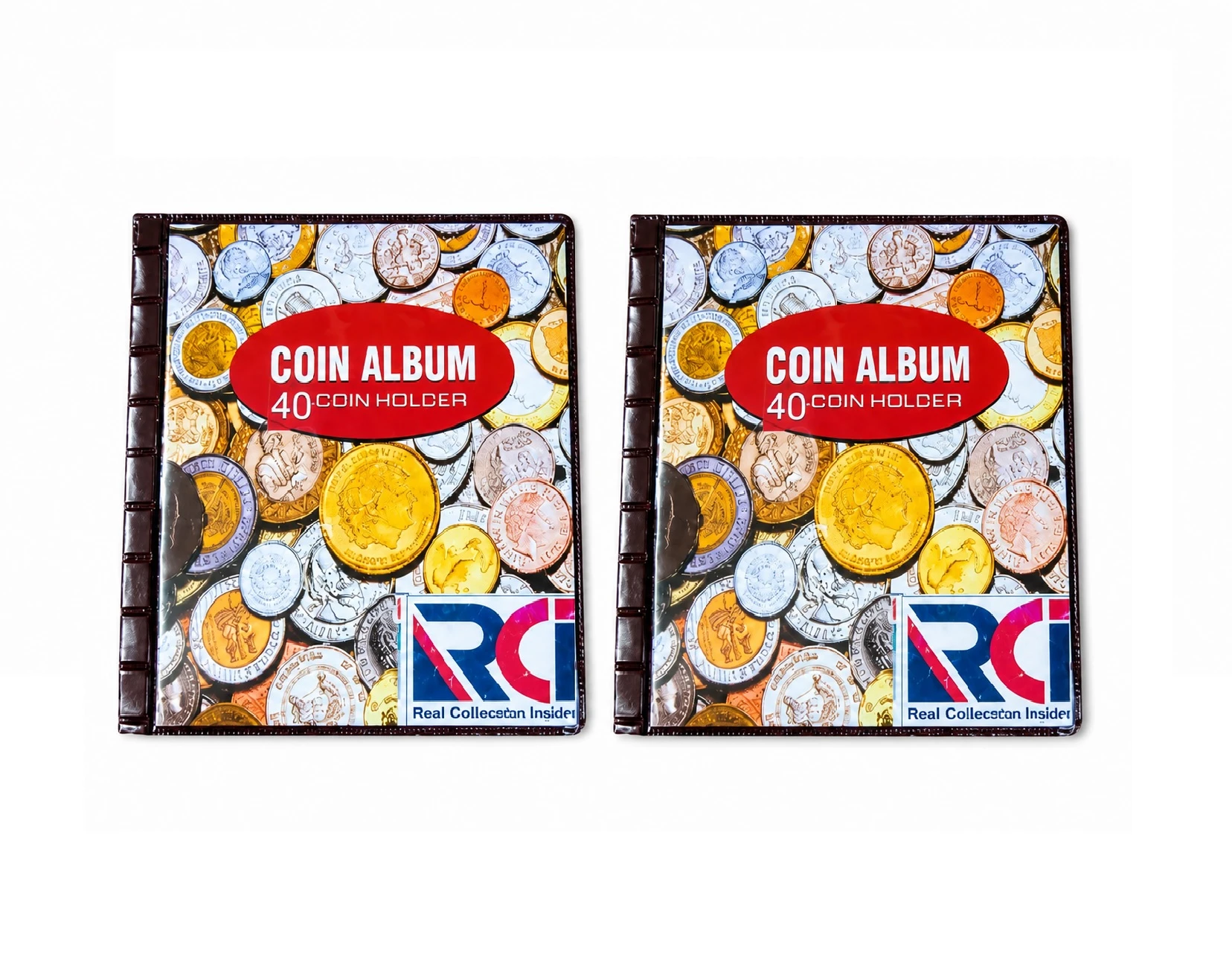 RCI Coin Holder Album Book, 40 Pockets, Storage Organiser for Collectors Pack of 2