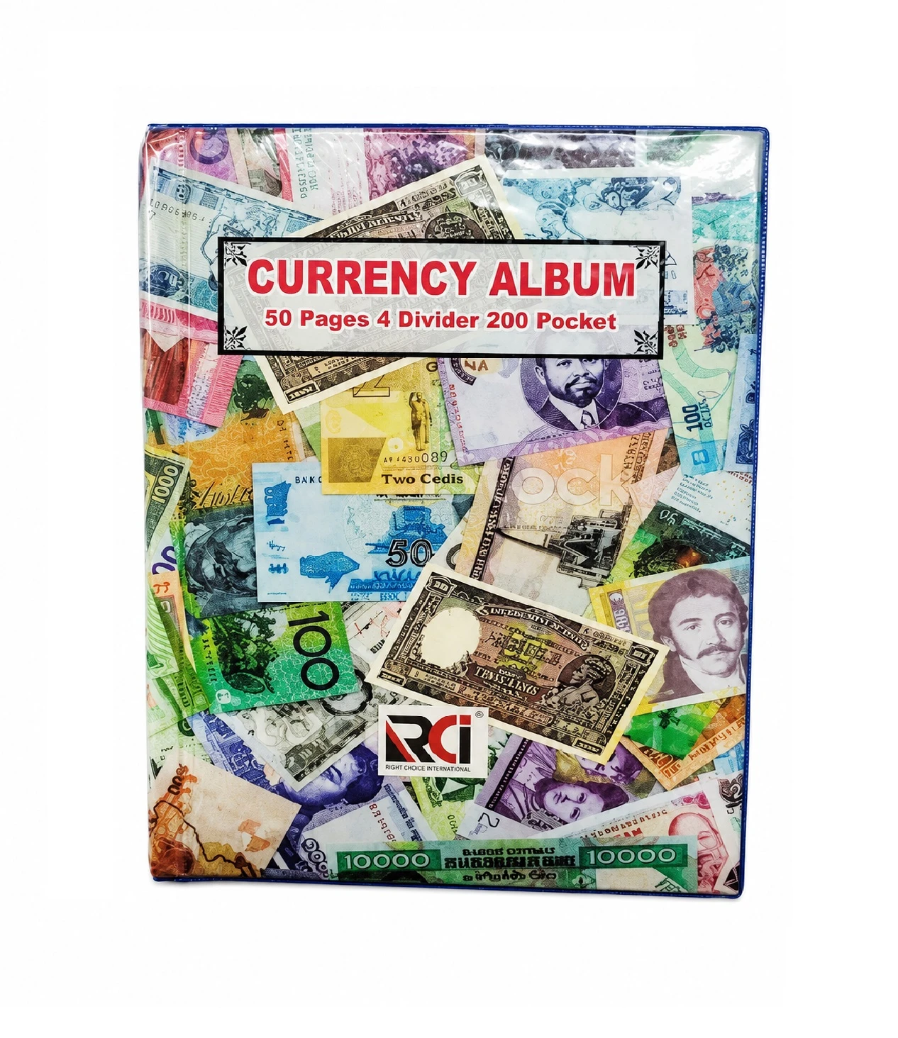 RCI 200 Pocket Currency Album with 4 Dividers | Notes Collection Storage Book | Pack of 1