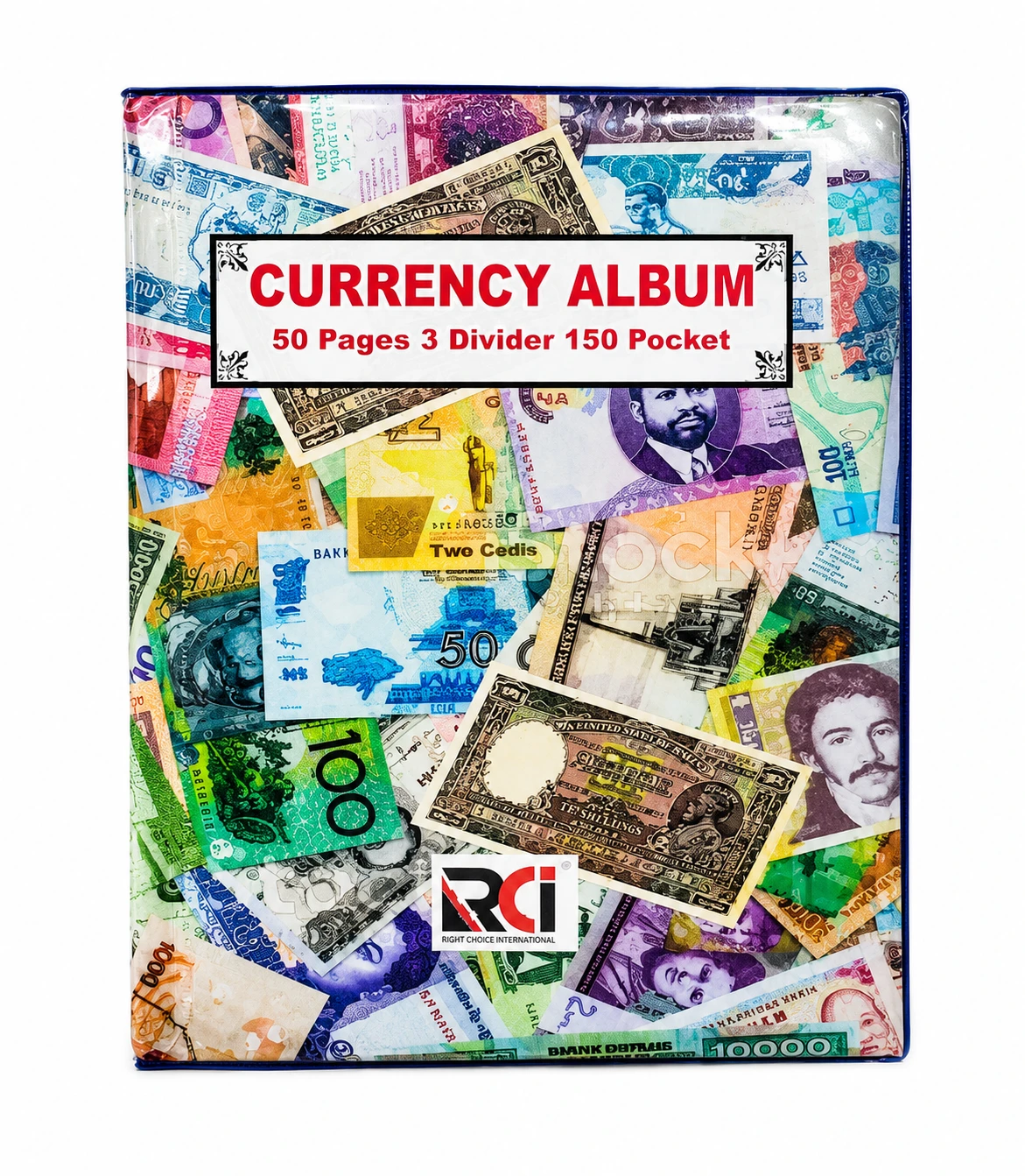 RCI 150 Pocket Currency Album with 3 Dividers | Notes Collection Storage Book | Pack of 1
