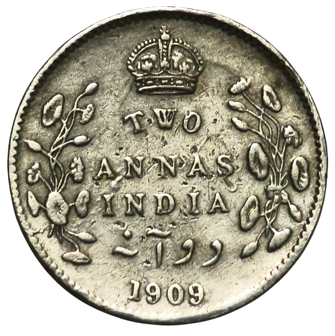 Two Annas 1909 Calcutta Edward VII King Extremely Rare