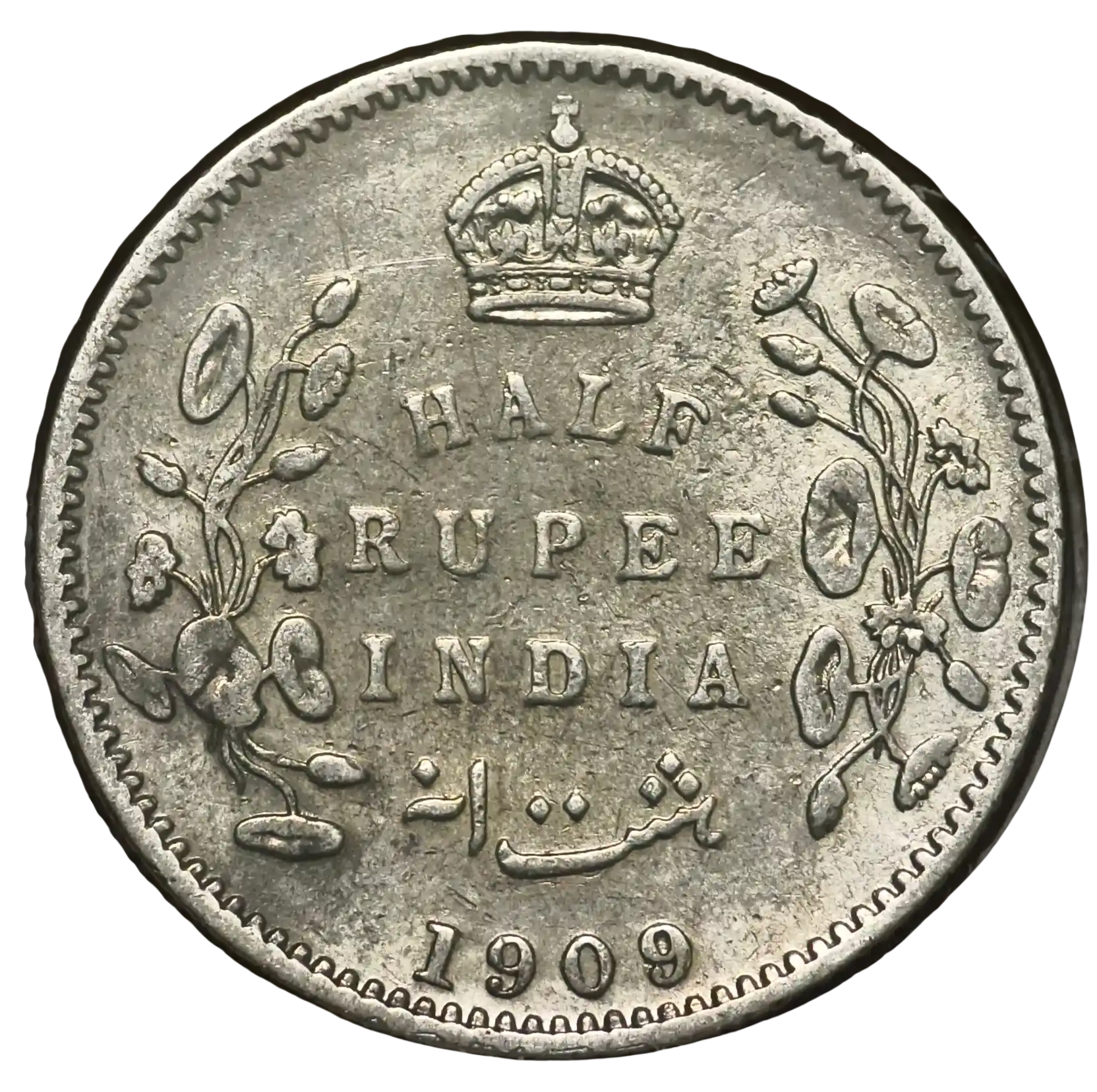 Half Rupee 1909 Calcutta Mint Edward VII King Rare Coin