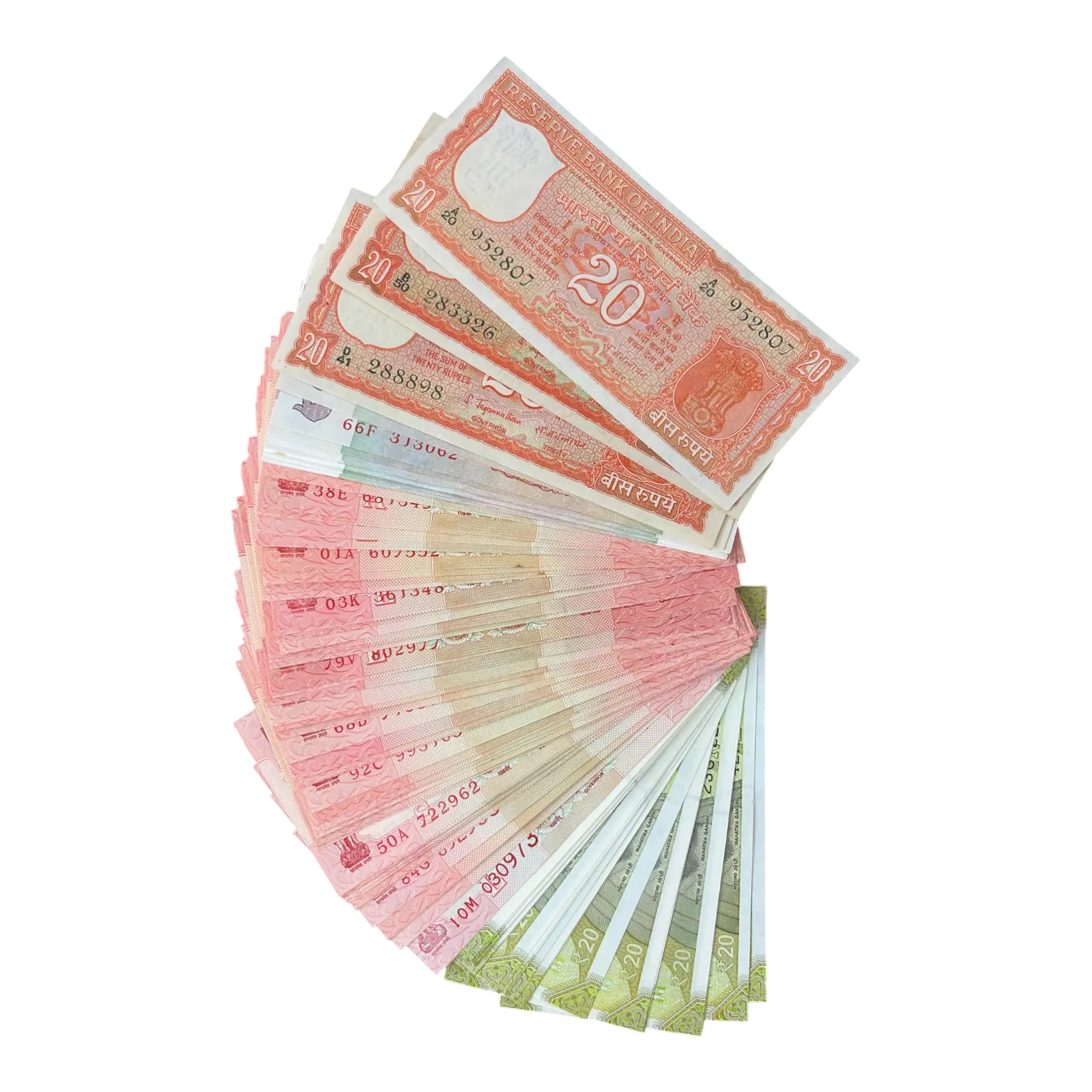 India, Rupees 20, Complete Signature Set E1 - E93 (2025 - R), UNC, RARE, (A20 952807)