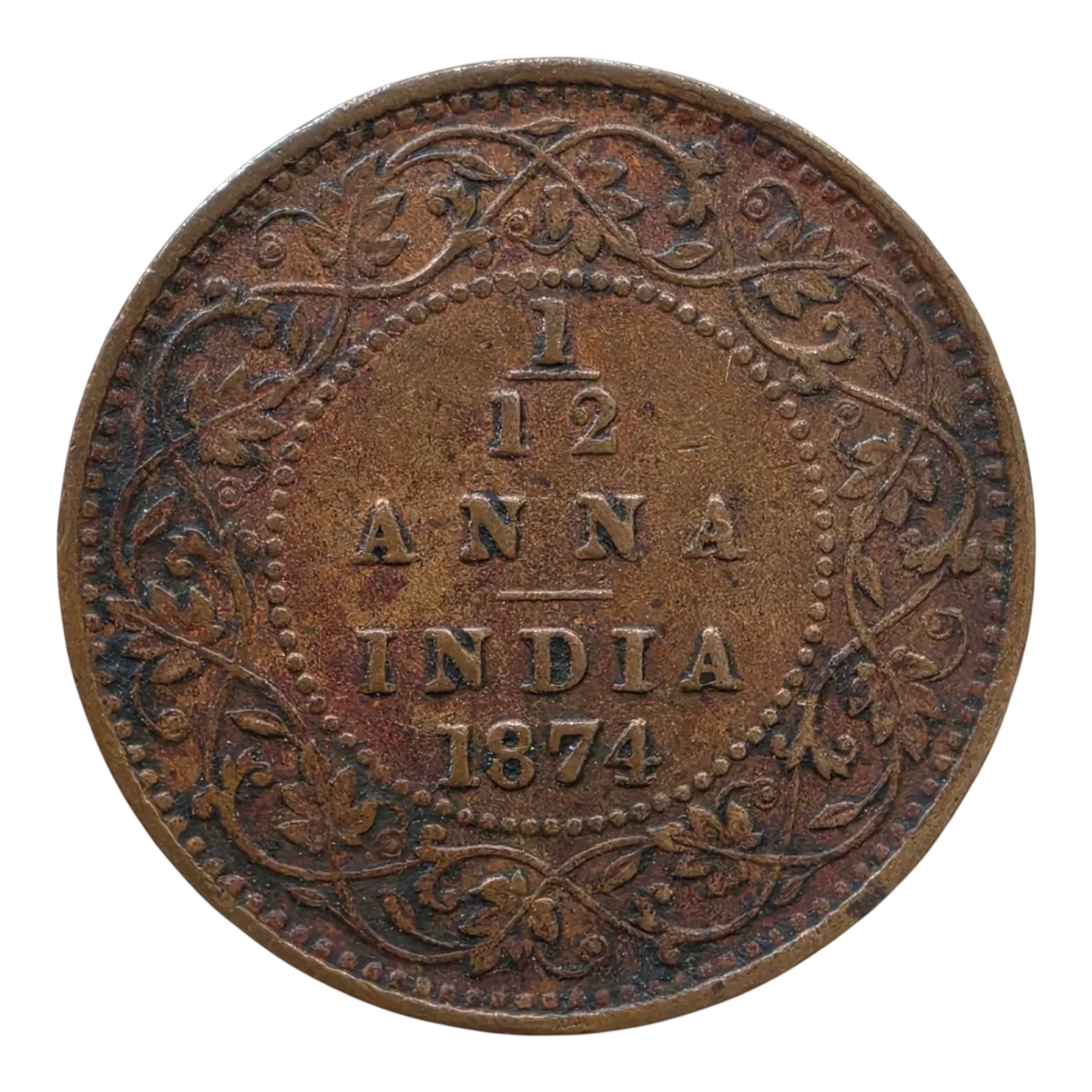 1/12th Anna 1874 Victoria Empress British India Calcutta Mint Rarest of the rare coin