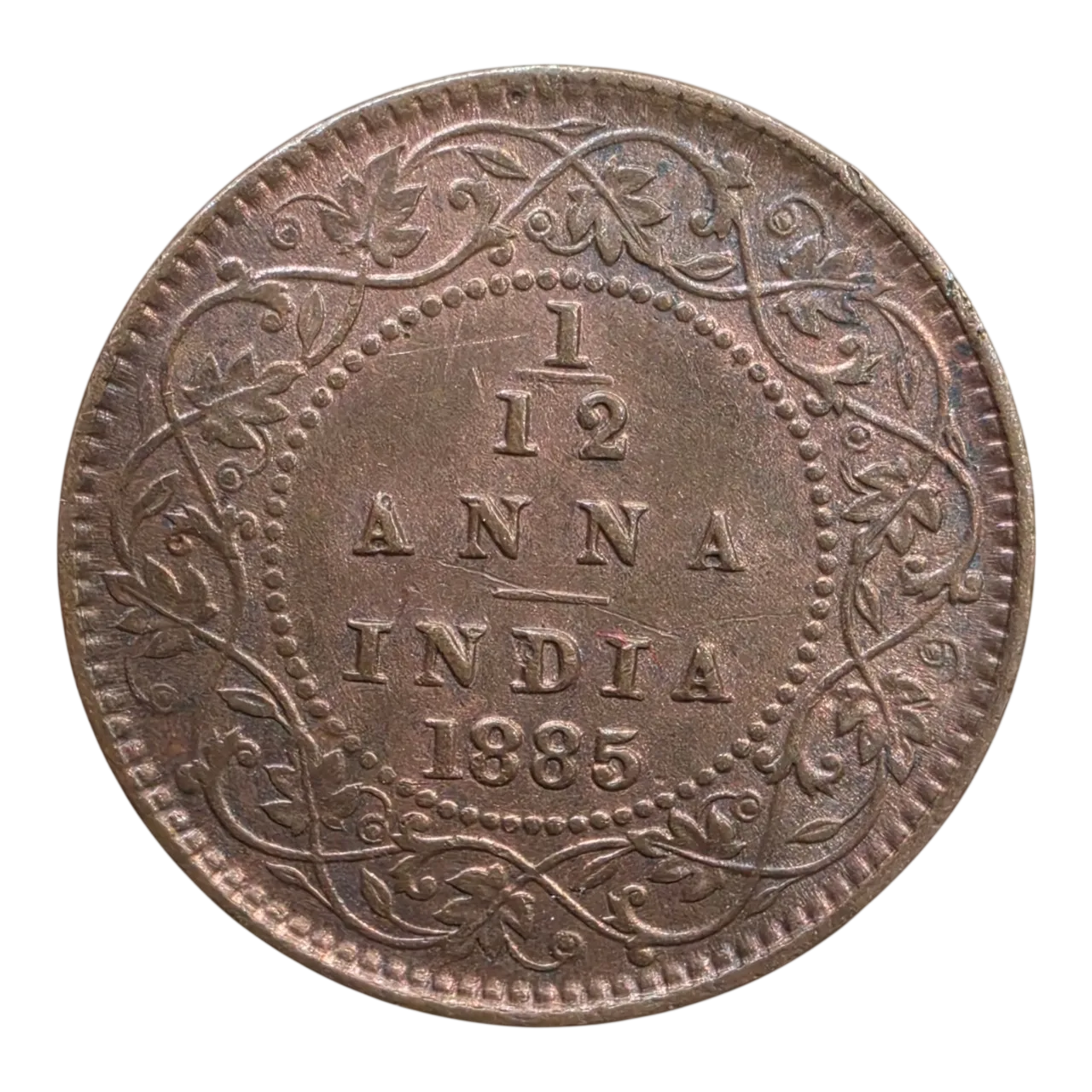 1/12th Anna 1885 British India Victoria Empress Calcutta Mint rare coin
