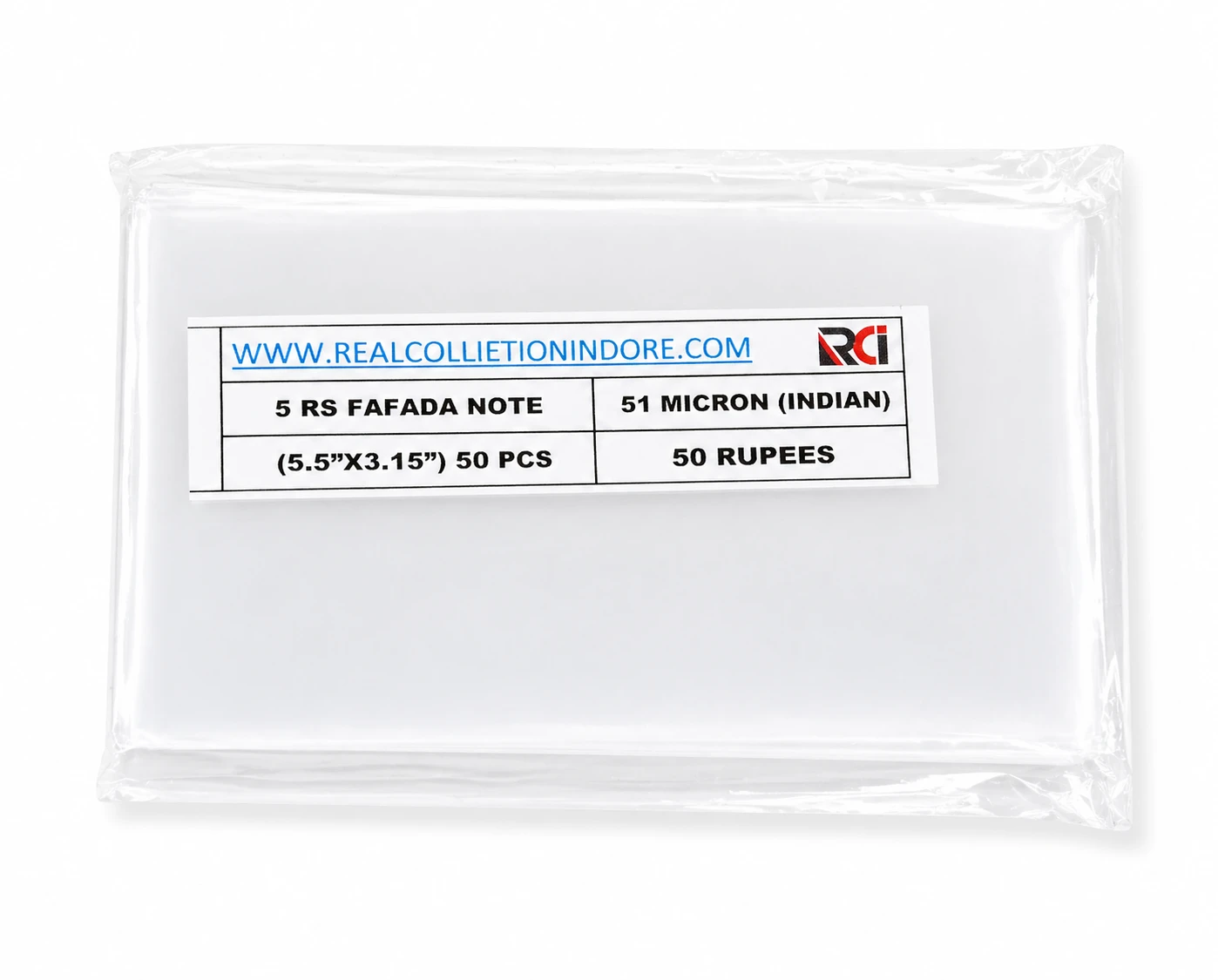 RCI Currency Note Sleeves 5 Rupee Fafada Note (5.5×3.15 Inch) – Pack of 100