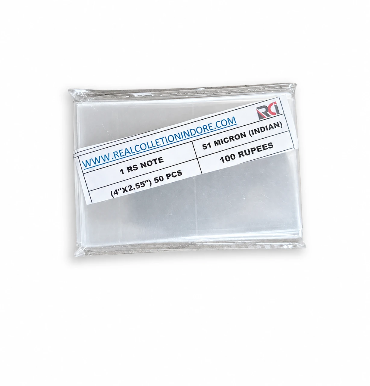 RCI Currency Note Sleeves – 1 Rupee Notes (4×2.55 Inch) – Pack of 100
