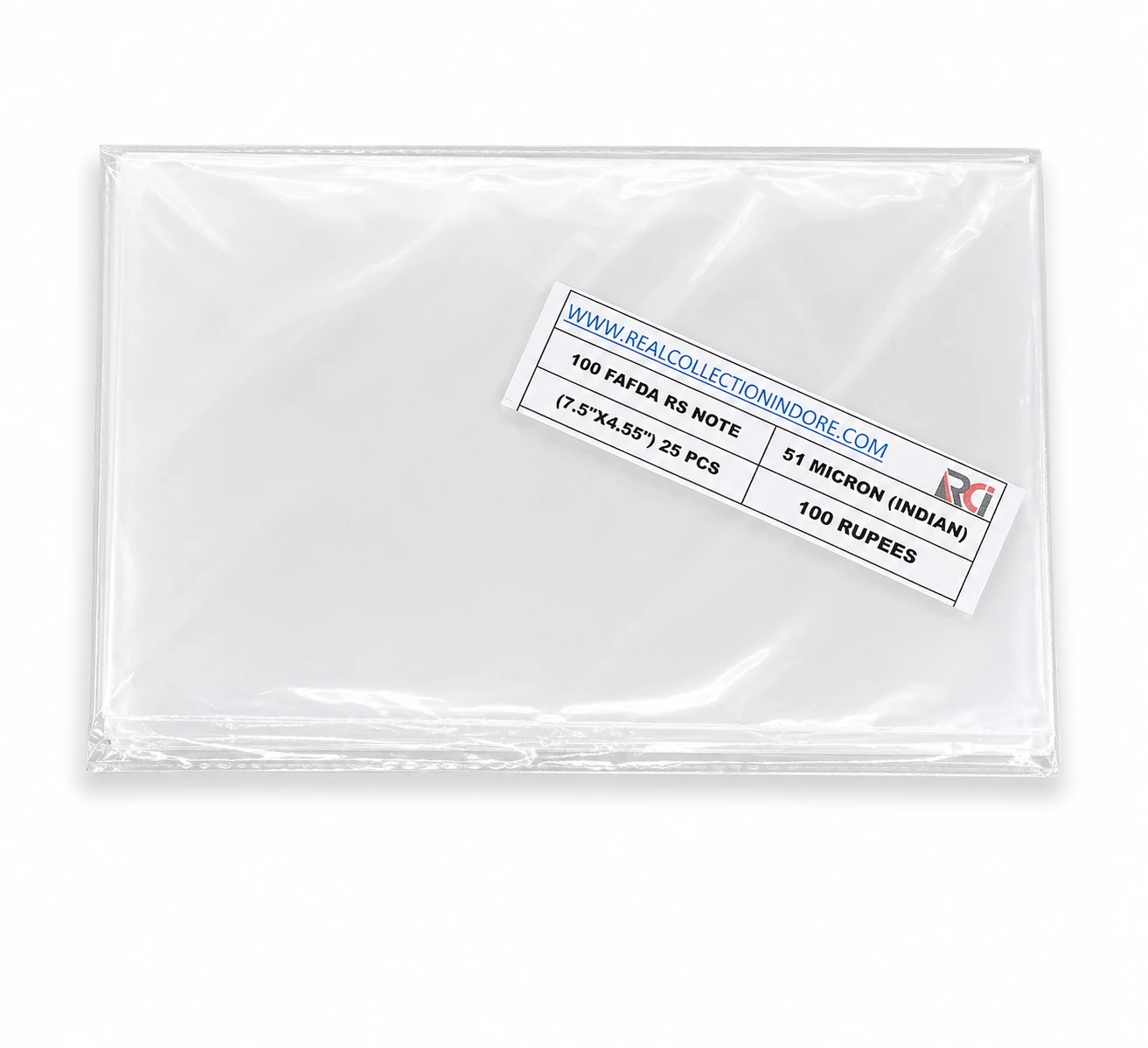 RCI Currency Note Sleeves 100 Rupee Fafada Note (7.5×4.55Inch) – Pack of 50