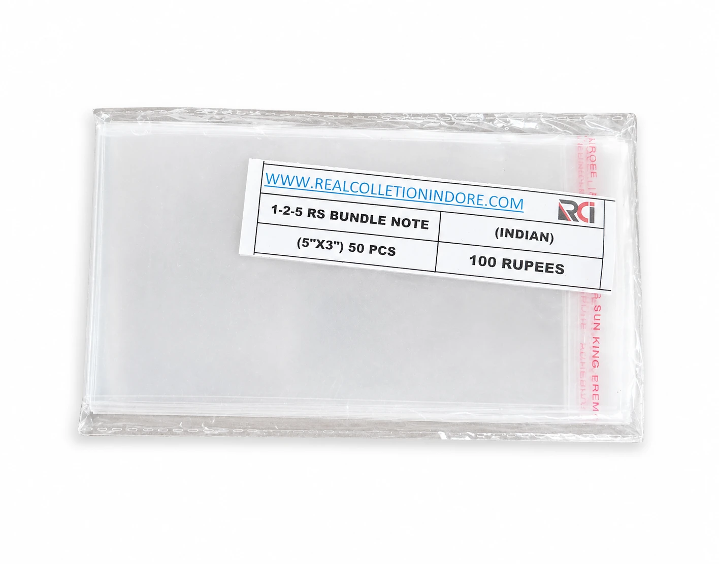 RCI Bundle Note Sleeves – 1-2-5 Rupee Notes (6x3Inch) – Pack of 100