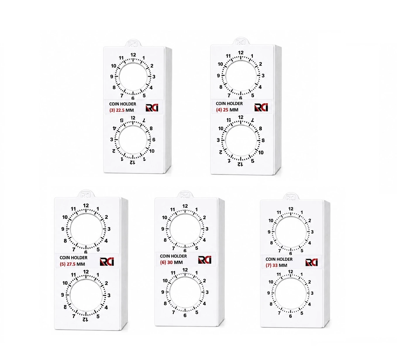 RCI Clock Wise Coin Holder – Size 3 to 7 (22.5 to 33mm) Each Size 25 Pcs | Pack of 125 Pcs