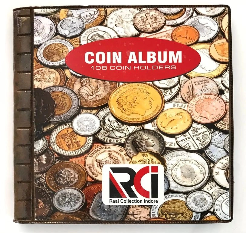 RCI 108 Pocket Coin Holder Storage Album for Collectors, 2x2 Coins, 1 Piece