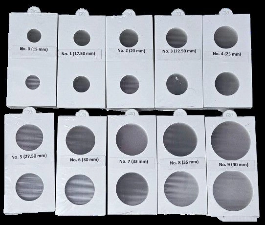 RCI Cardboard Coin Holder – 11 Packets (500 Pcs, Each Pack 50 Pcs, Sizes 15–40mm, White)