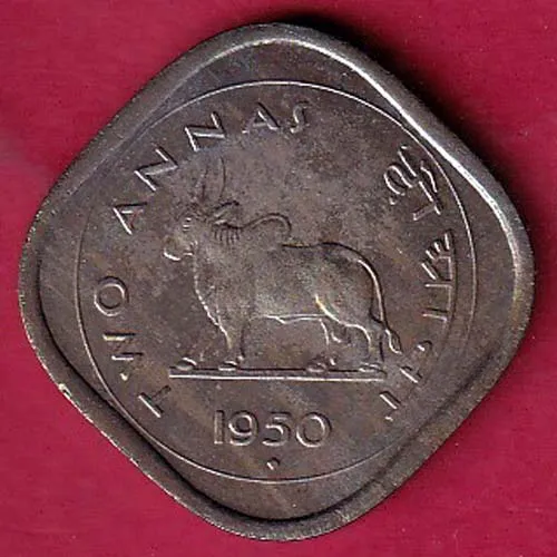 UNC GOVERNMENT OF INDIA 1950 TWO ANNAS COIN SK 1069
