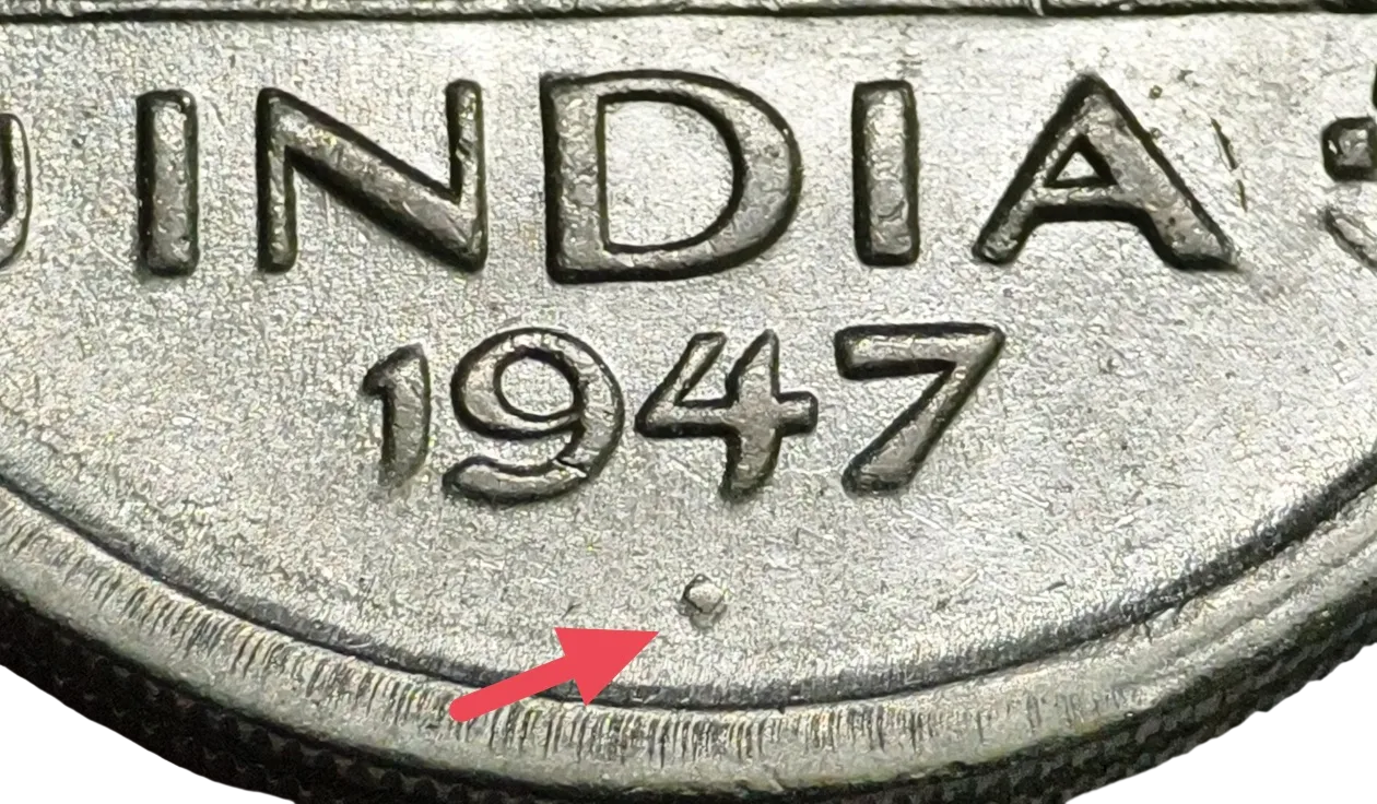 1 Rupee George VI 1947 Bombay Mint Coin Mint Mark Diamond Over Diamond Extremely Rare Error Coin