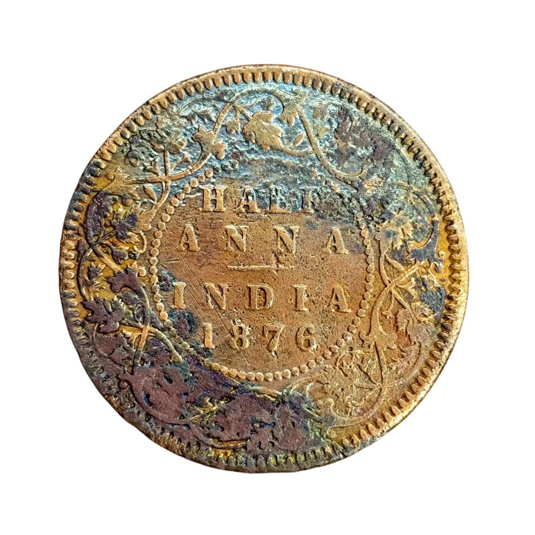 British India 1/2 Anna - Victoria 1876 Coin