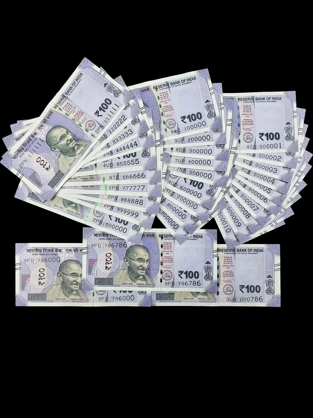 100 Rupees Fancy Number set of 32 notes