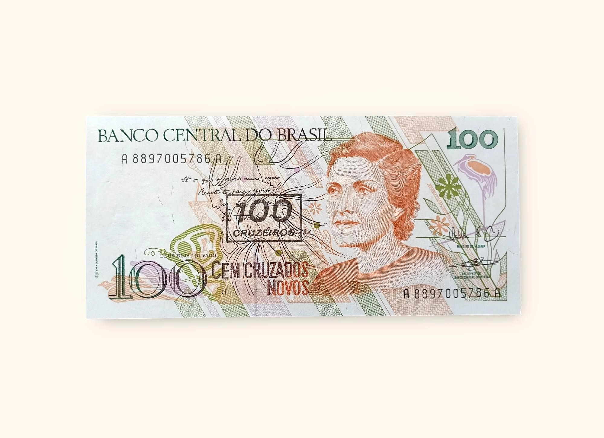 100 Brazilian Cruzeiro banknote issued between 1993 and 1994 Gem unc very Unique and rare