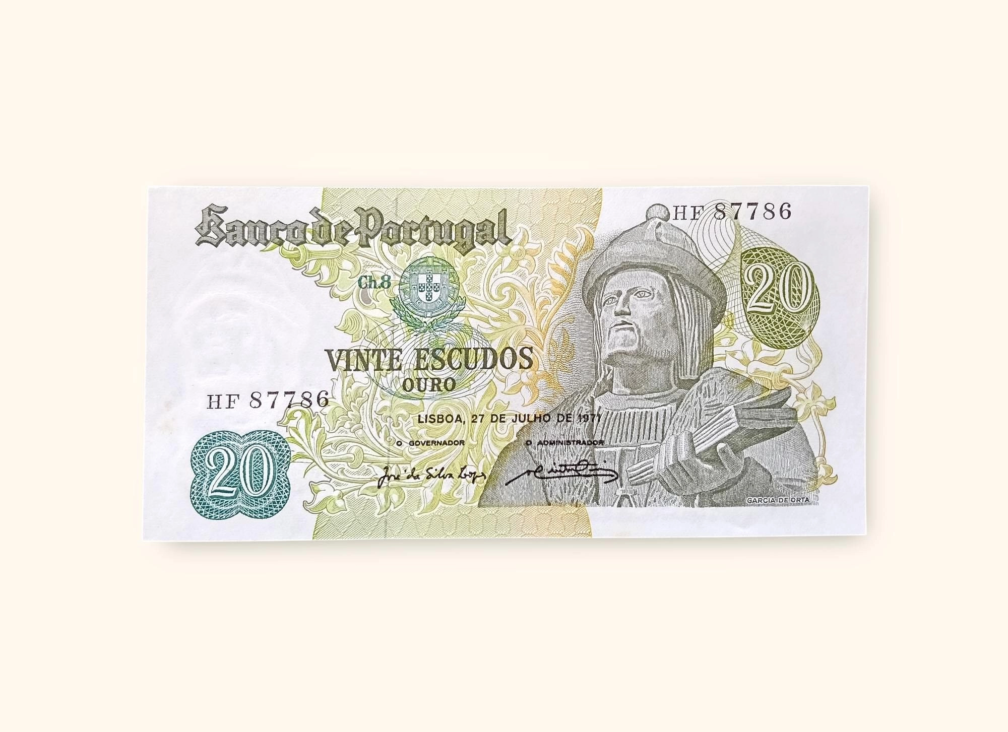 20 Portuguese Escudos World banknote issued on July 27, 1977 Gem Unc very Unique and rare