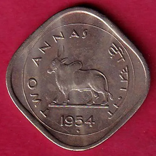UNC Government Of India 1954 Bombay Mint 2 Anna Rare Coin sk 1071