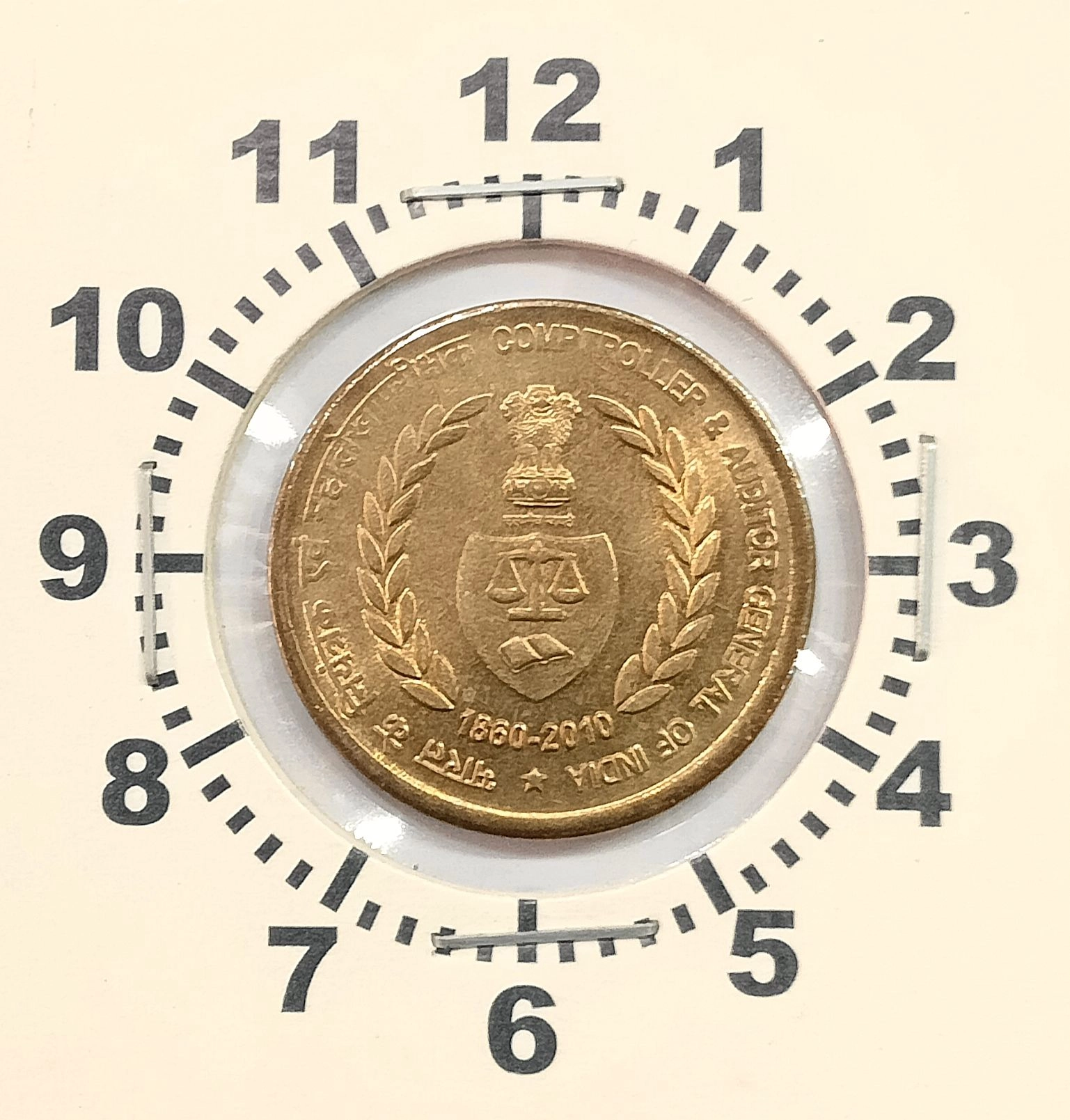 5 RUPEE COMPTROLLER & AUDITOR GENERAL OF INDIA HYDERABAD MINT DIE ROTATION ERROR