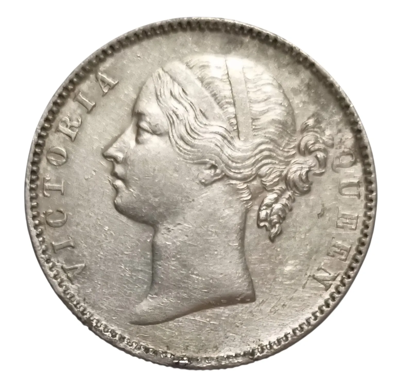 BRITISH INDIA VICTORIA ONE RUPEE DIVIDED LEGEND 1840 WWS SILVER COIN