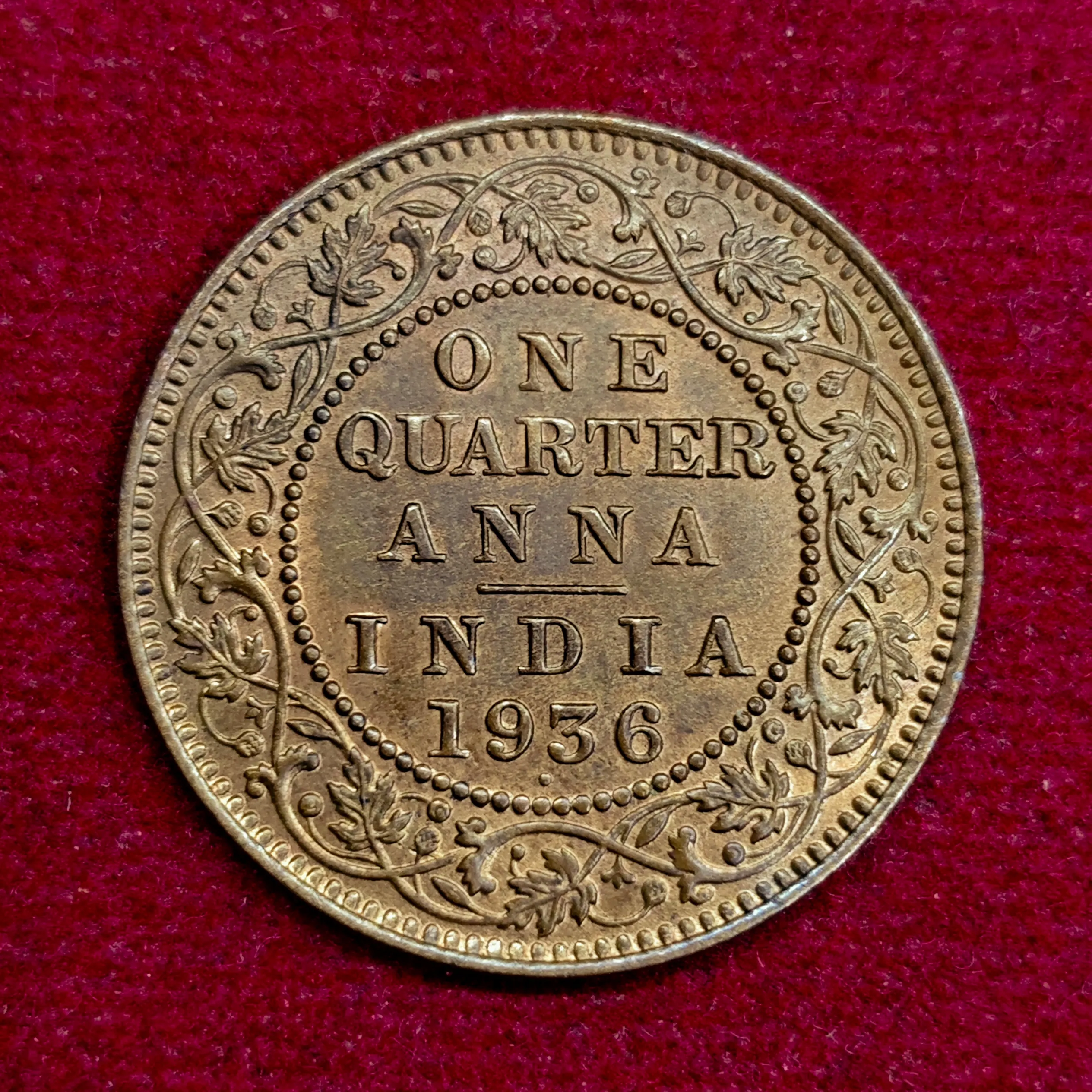 British India 1/4 Anna George V 1936 Coin