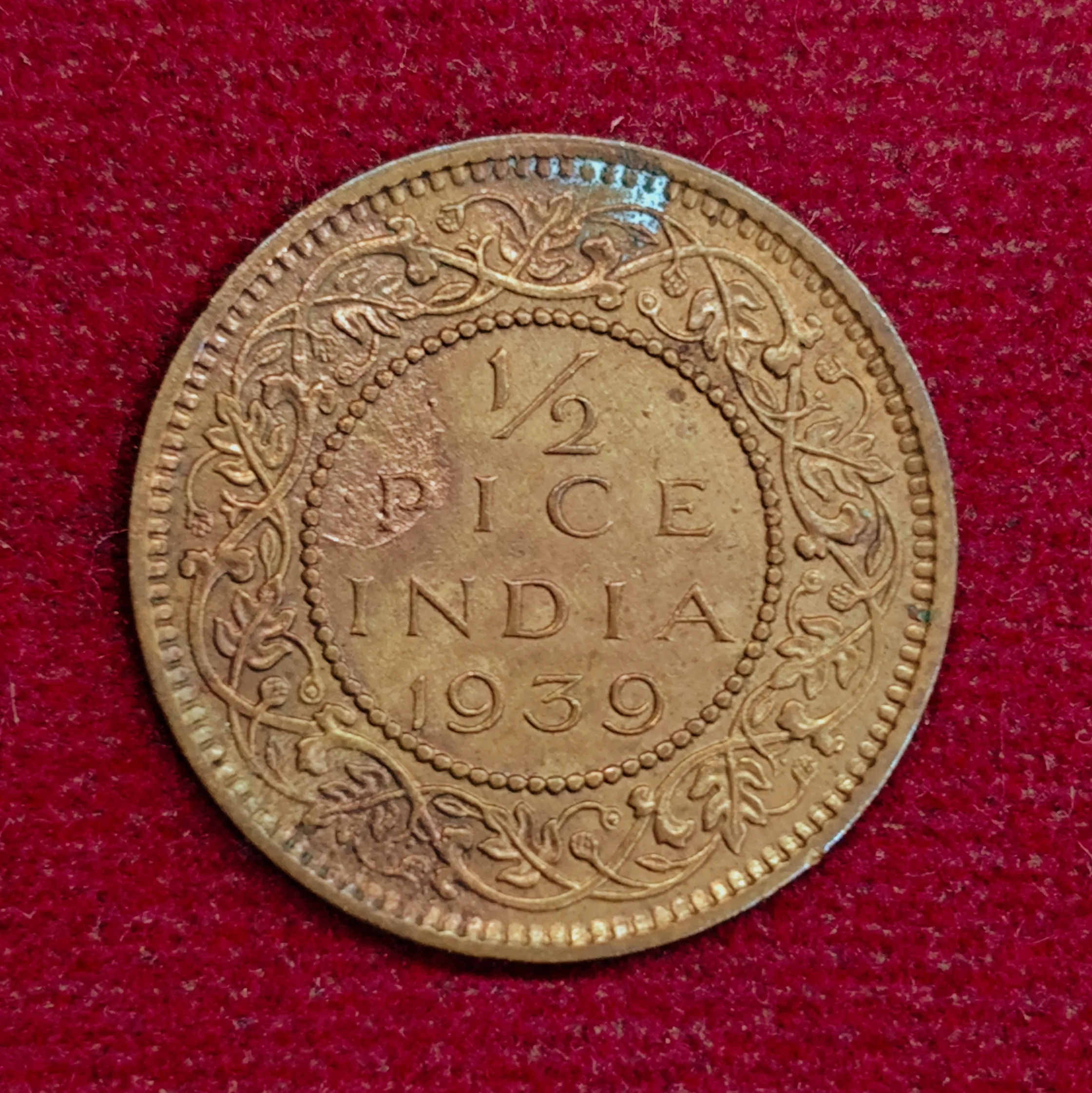 British India 1/2 Pice George VI 1939 Coin