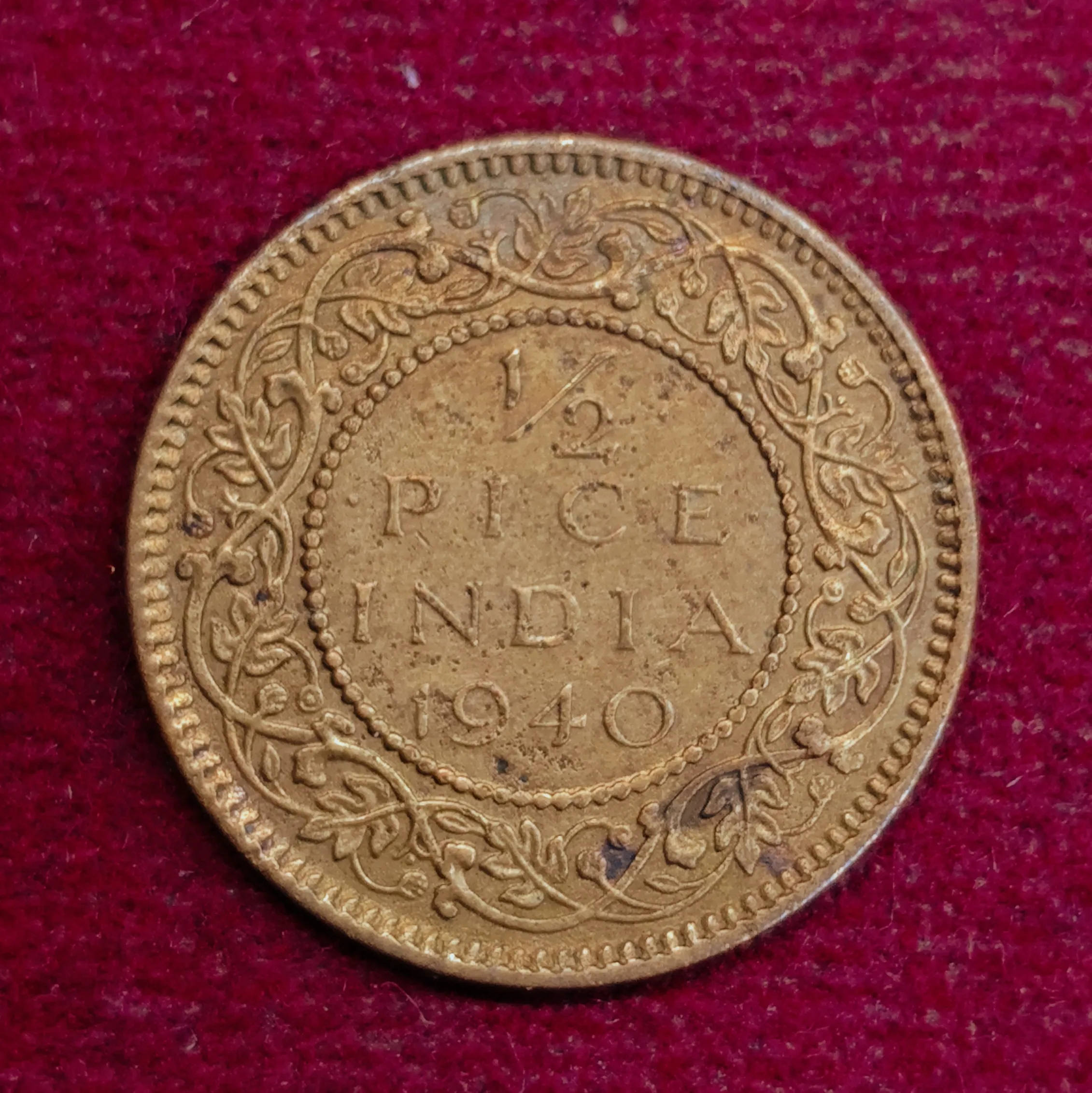 British India 1/2 Pice George VI 1940 Coin