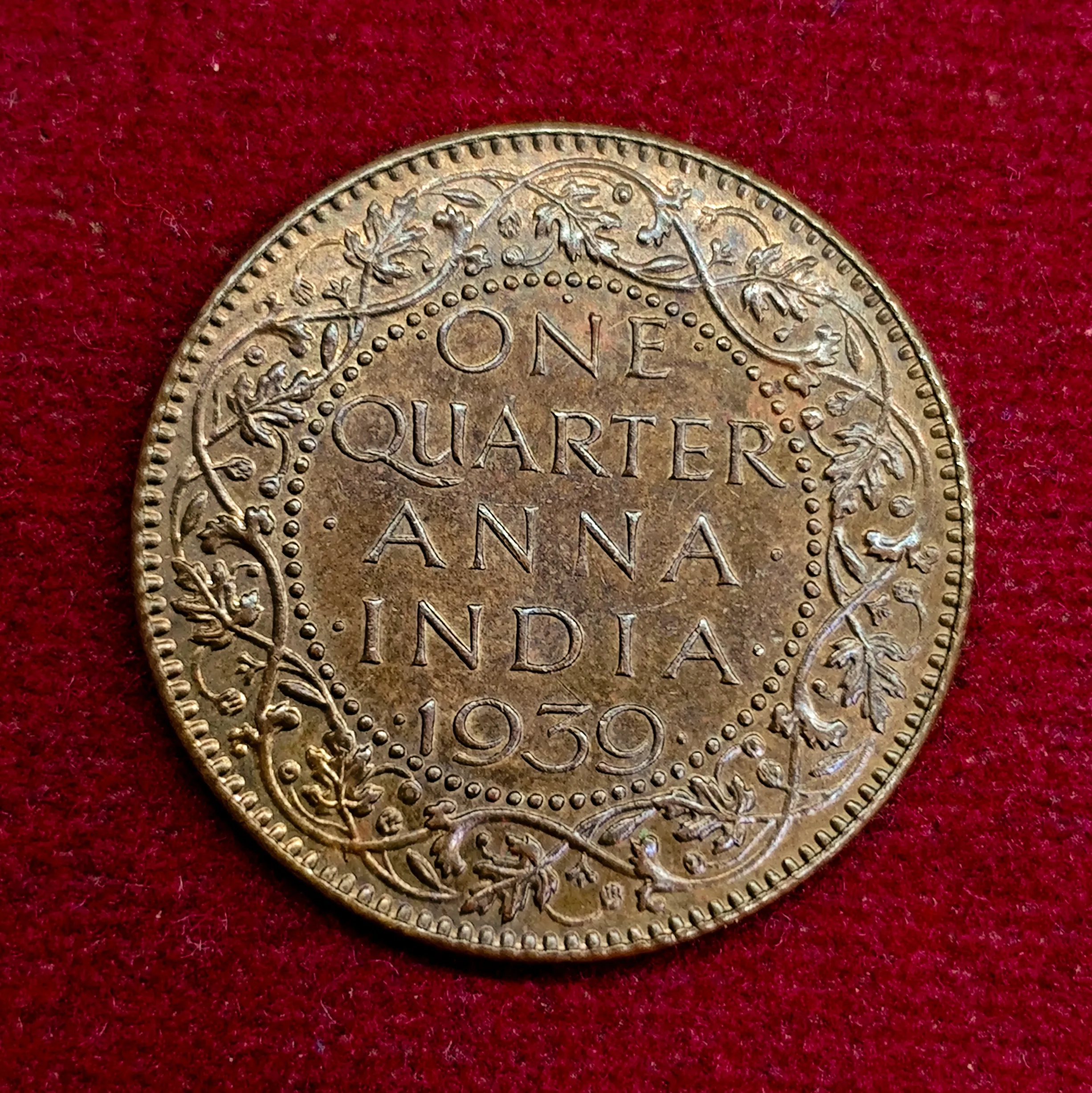 British India 1/4 Anna George VI 1939 Coin