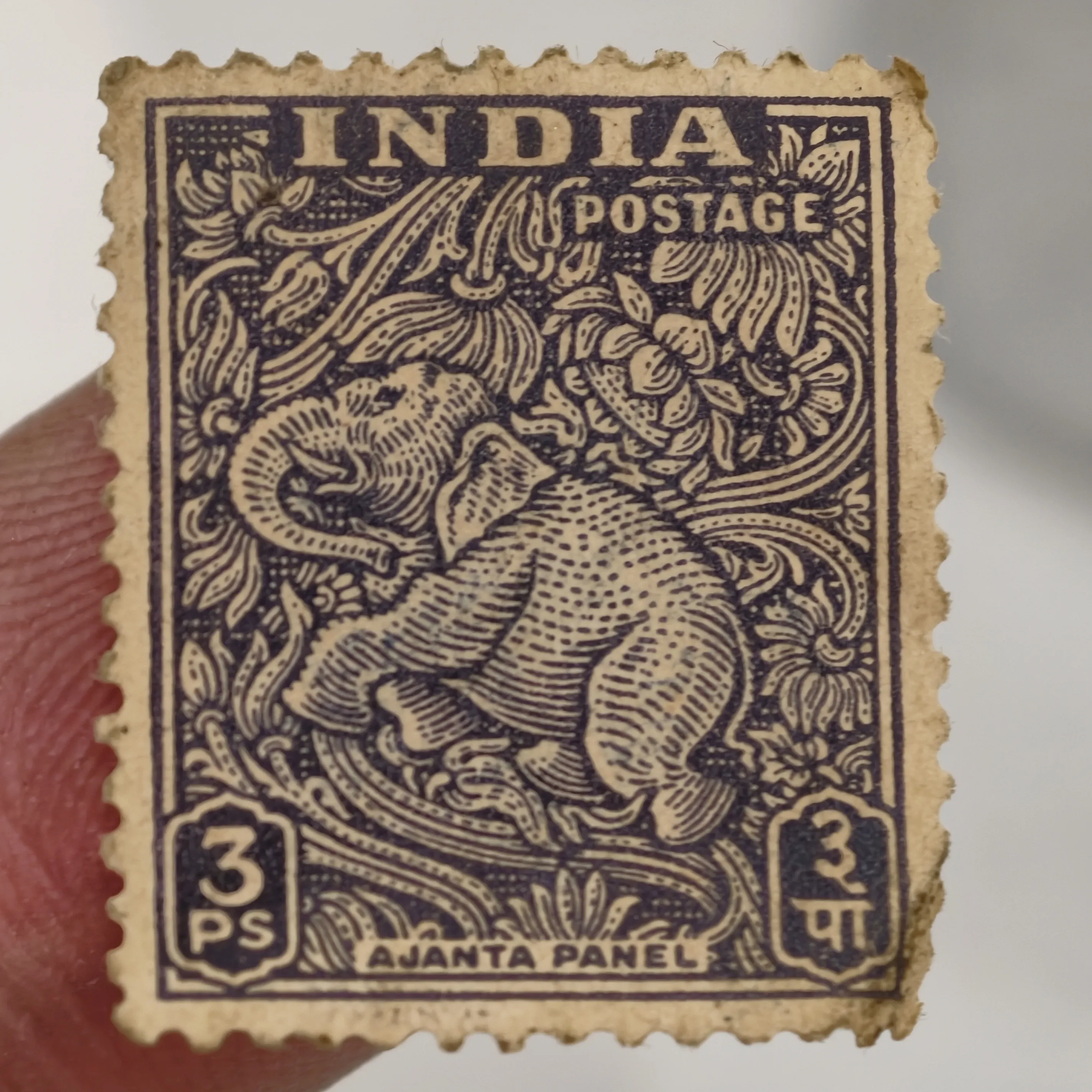 First Series Definitive Stamp of Republic India 3 Pice Ajanta Caves